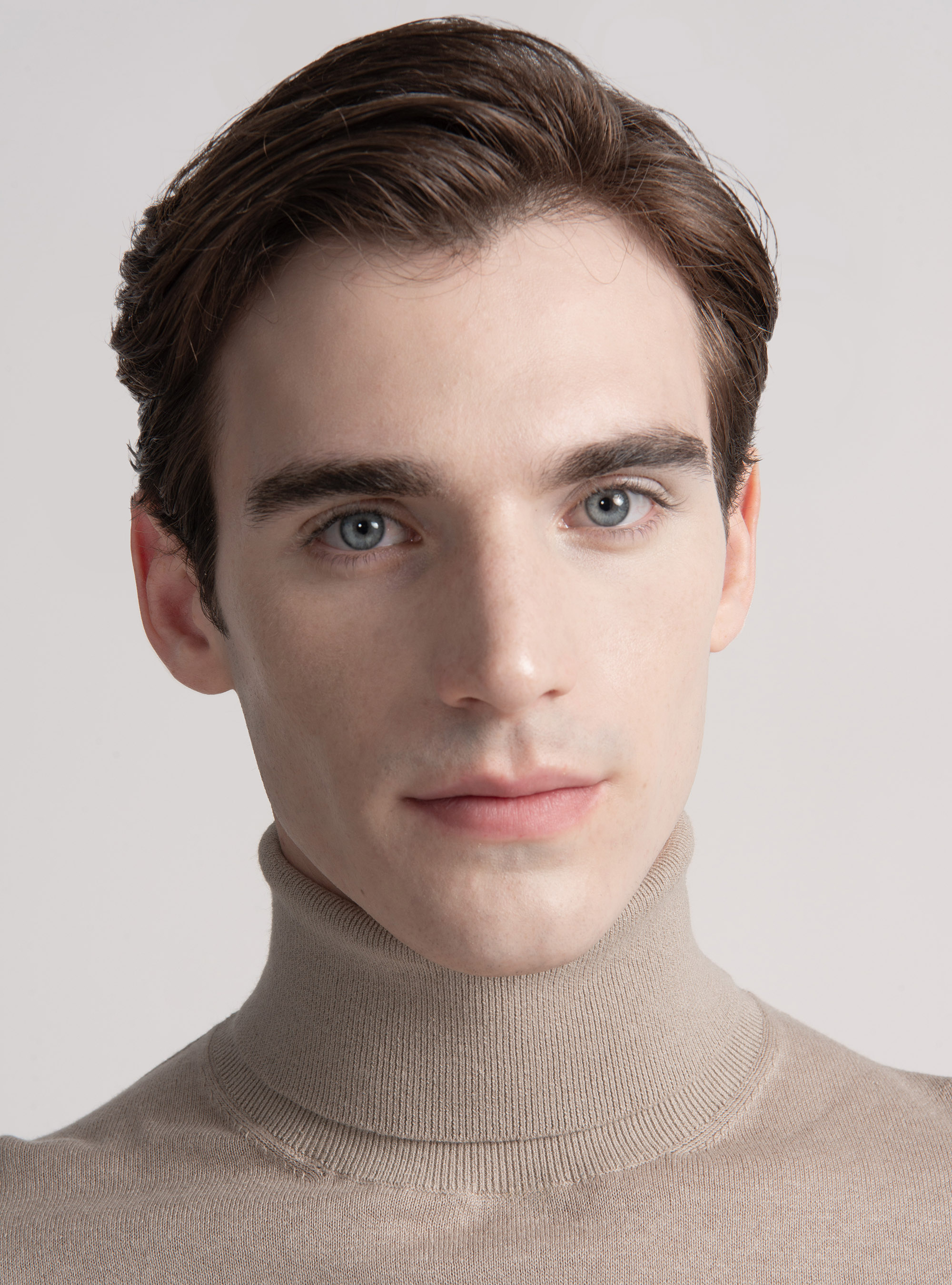 Silk and cashmere cotton turtleneck, SAND