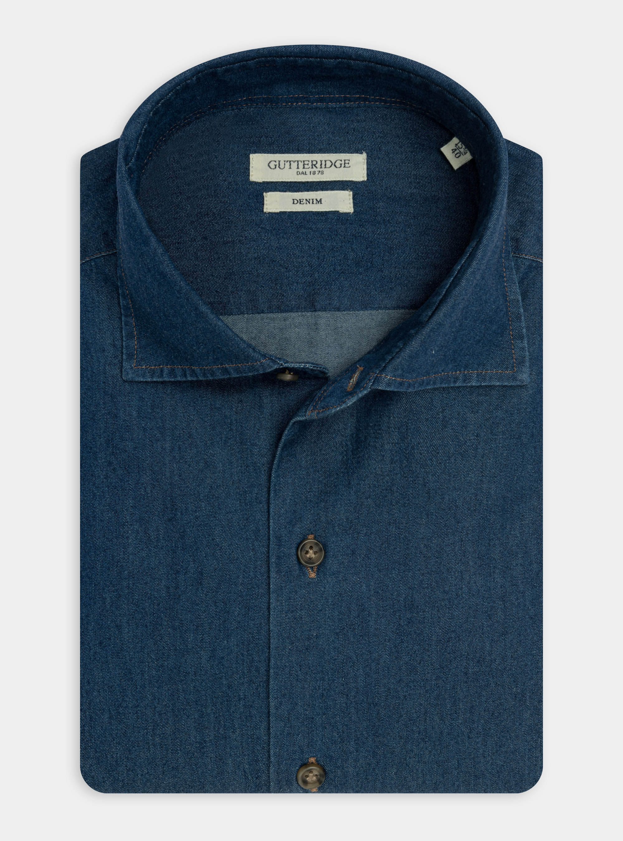Camicia denim in cotone chambray, BLU NAVY