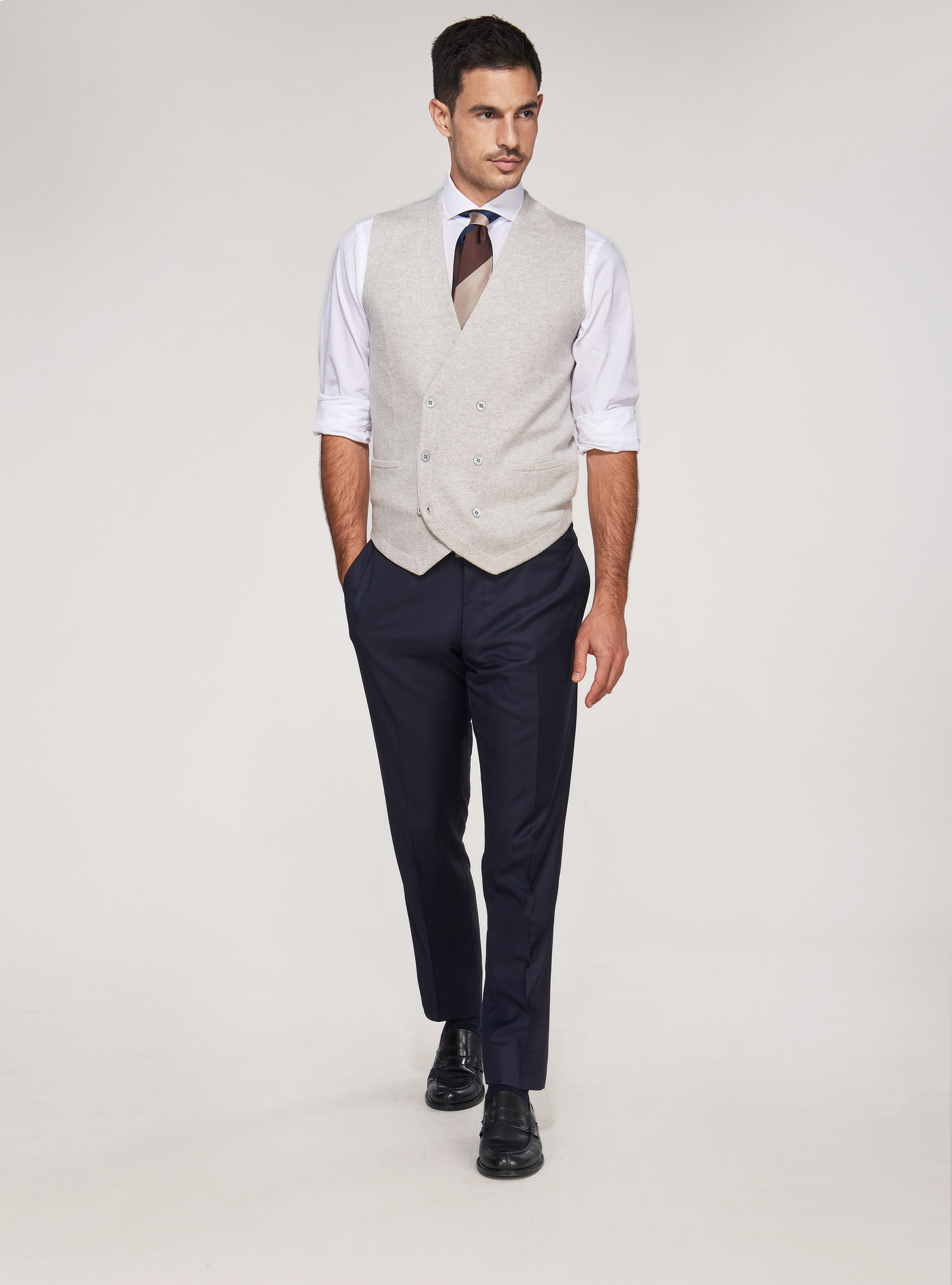 Pantaloni per abito in pura lana S110's, BLU NAVY