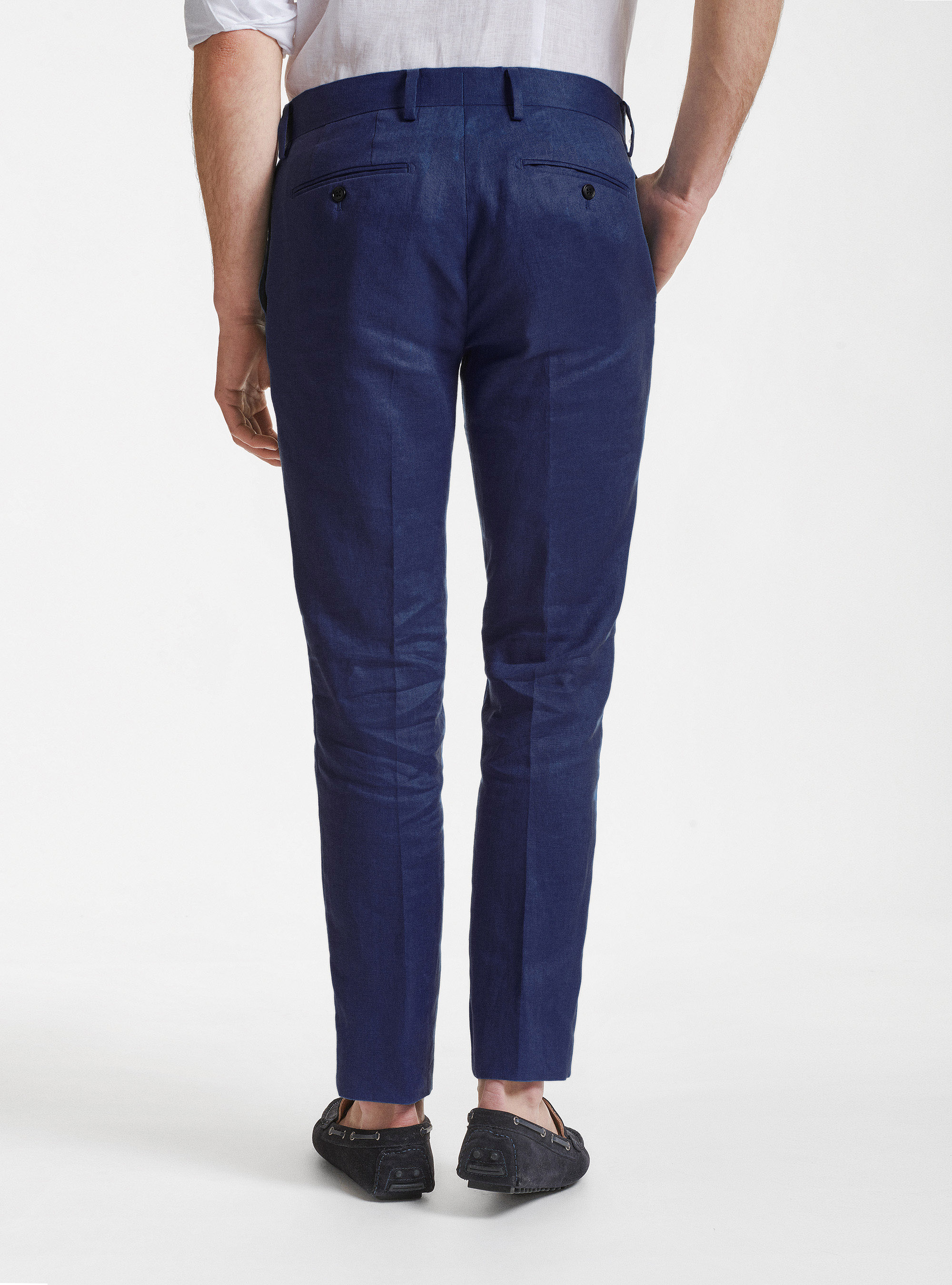 Pure linen suit trousers, BLUE
