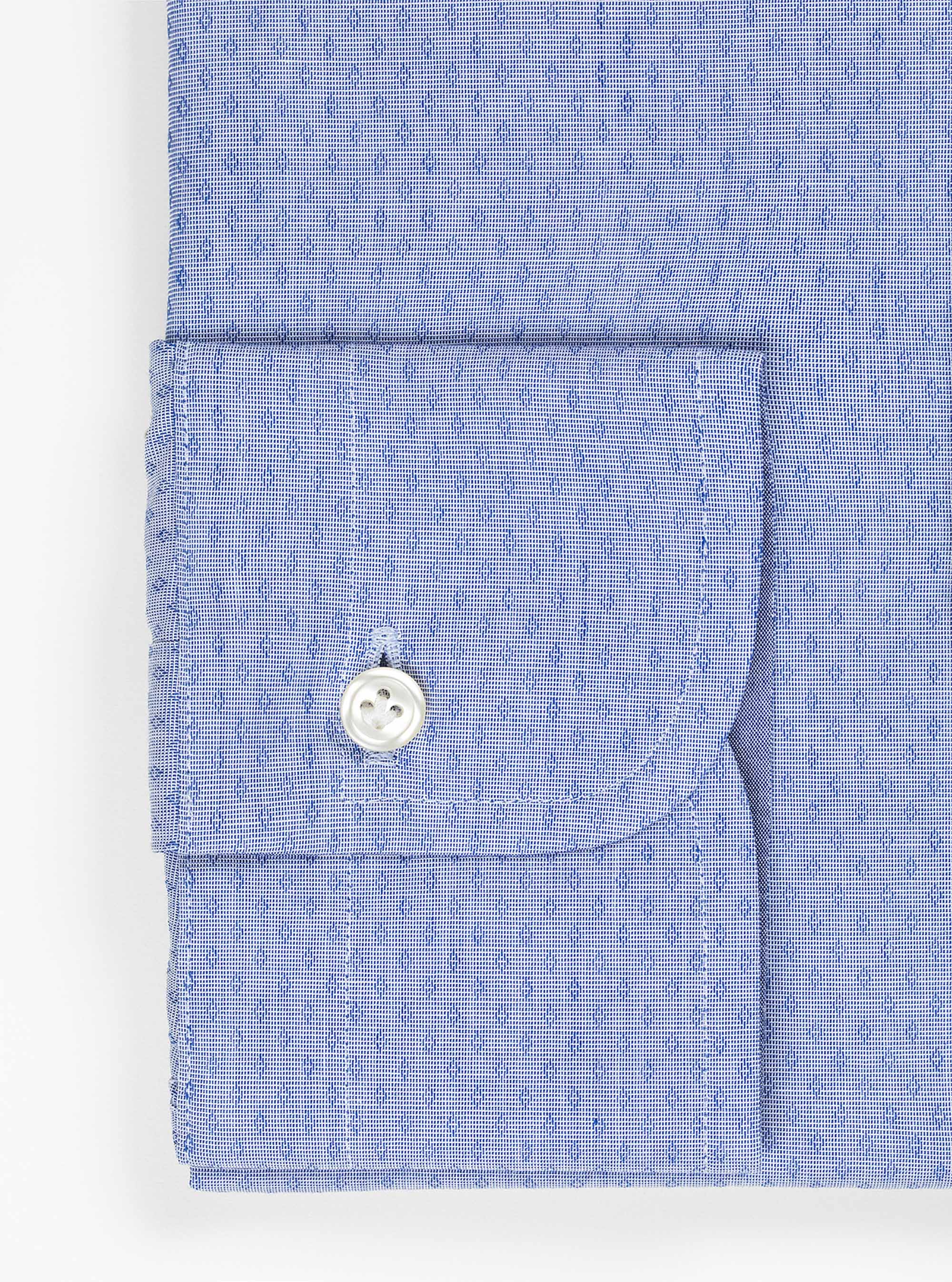 Chemise &agrave; col fran&ccedil;ais en coton fil coup&eacute;, BLEU CIEL