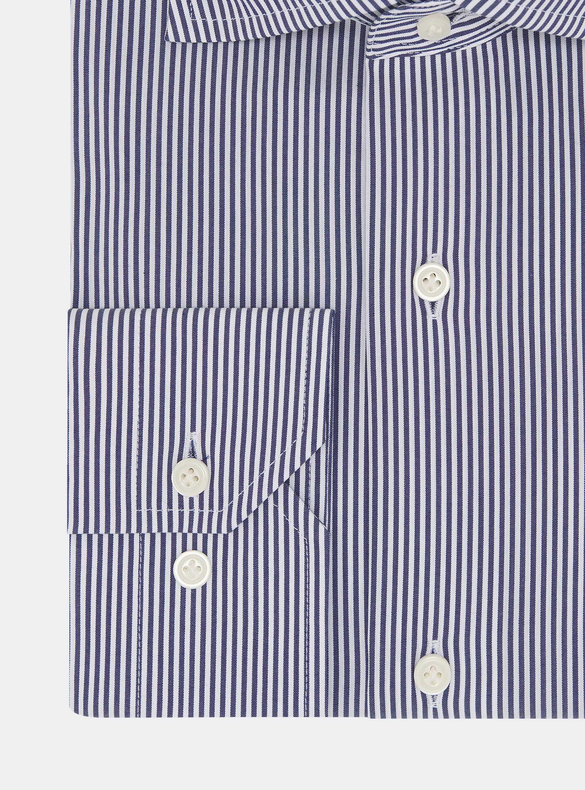 Camicia a righe popeline stretch, BLU NAVY