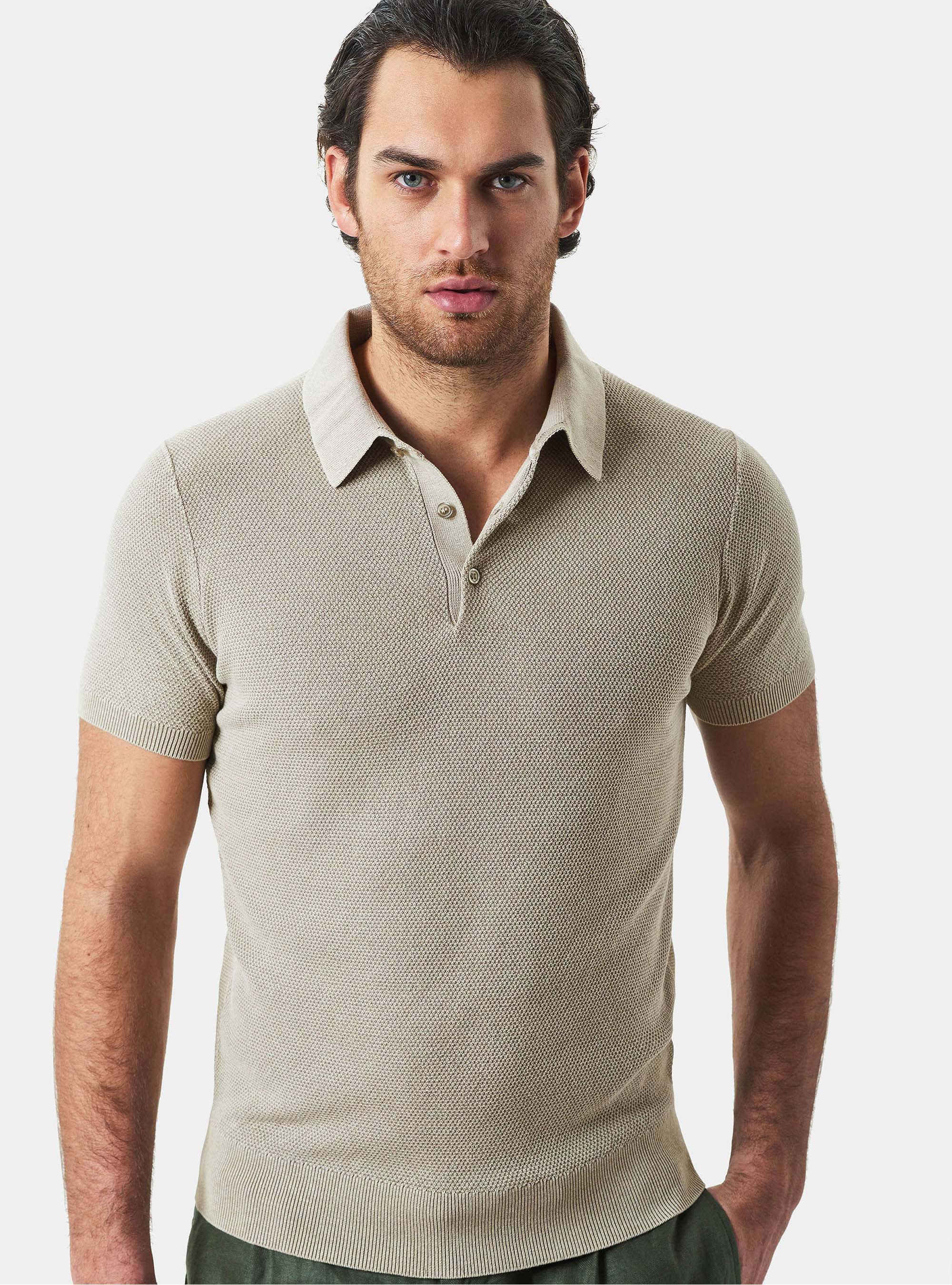 Short-sleeve cotton polo shirt, TORTORA 0542C