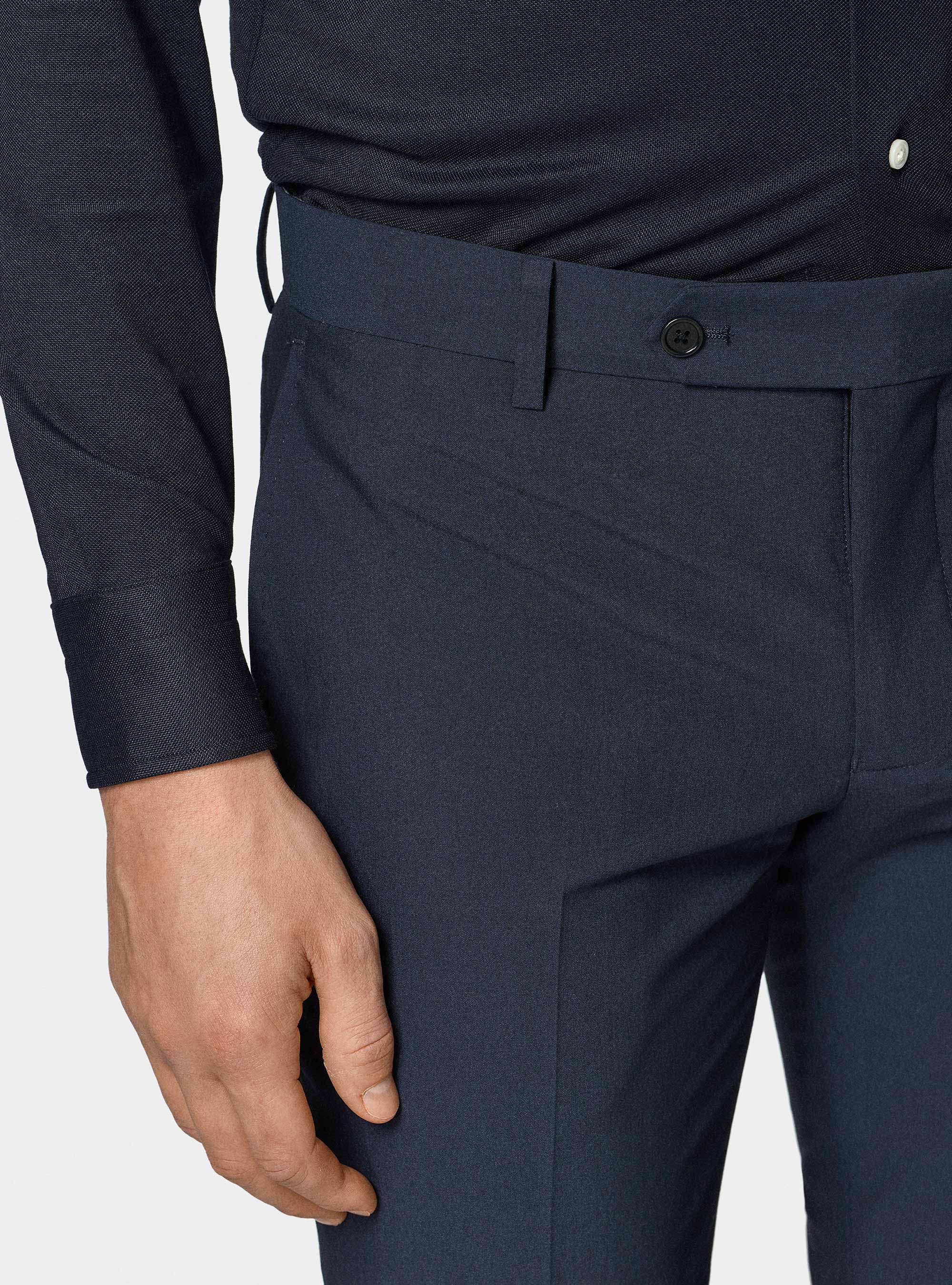 Slim fit suit trousers, NAVY BLUE