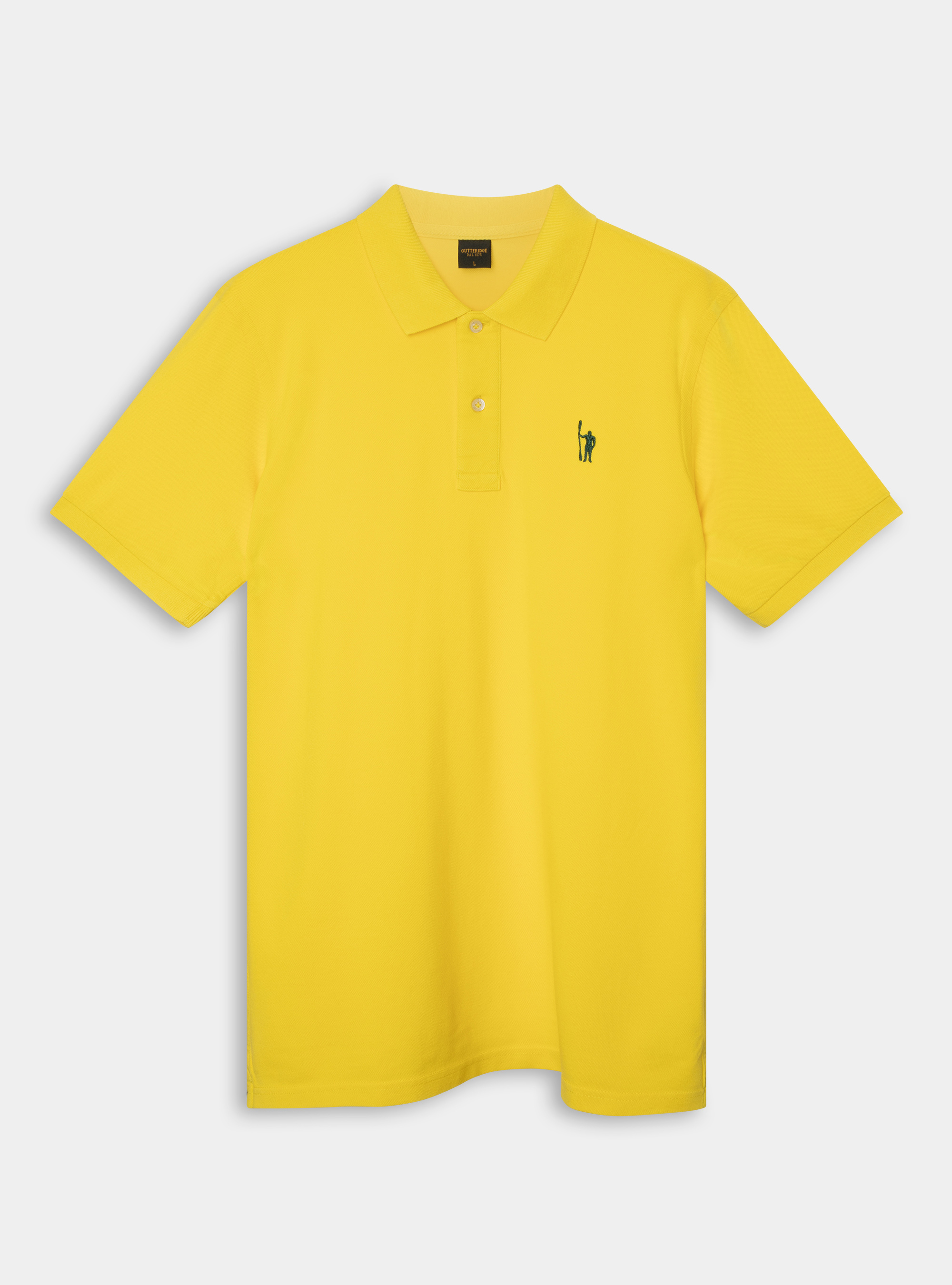Classic cotton pique polo with embroidery, YELLOW