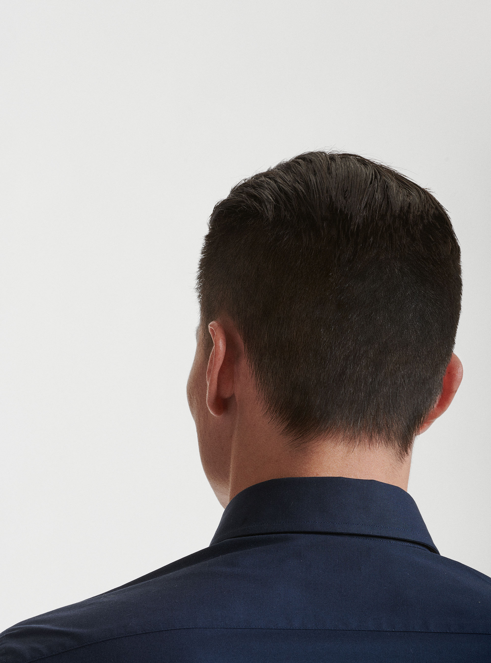 Camicia collo semi francese in popeline stretch, BLU NAVY