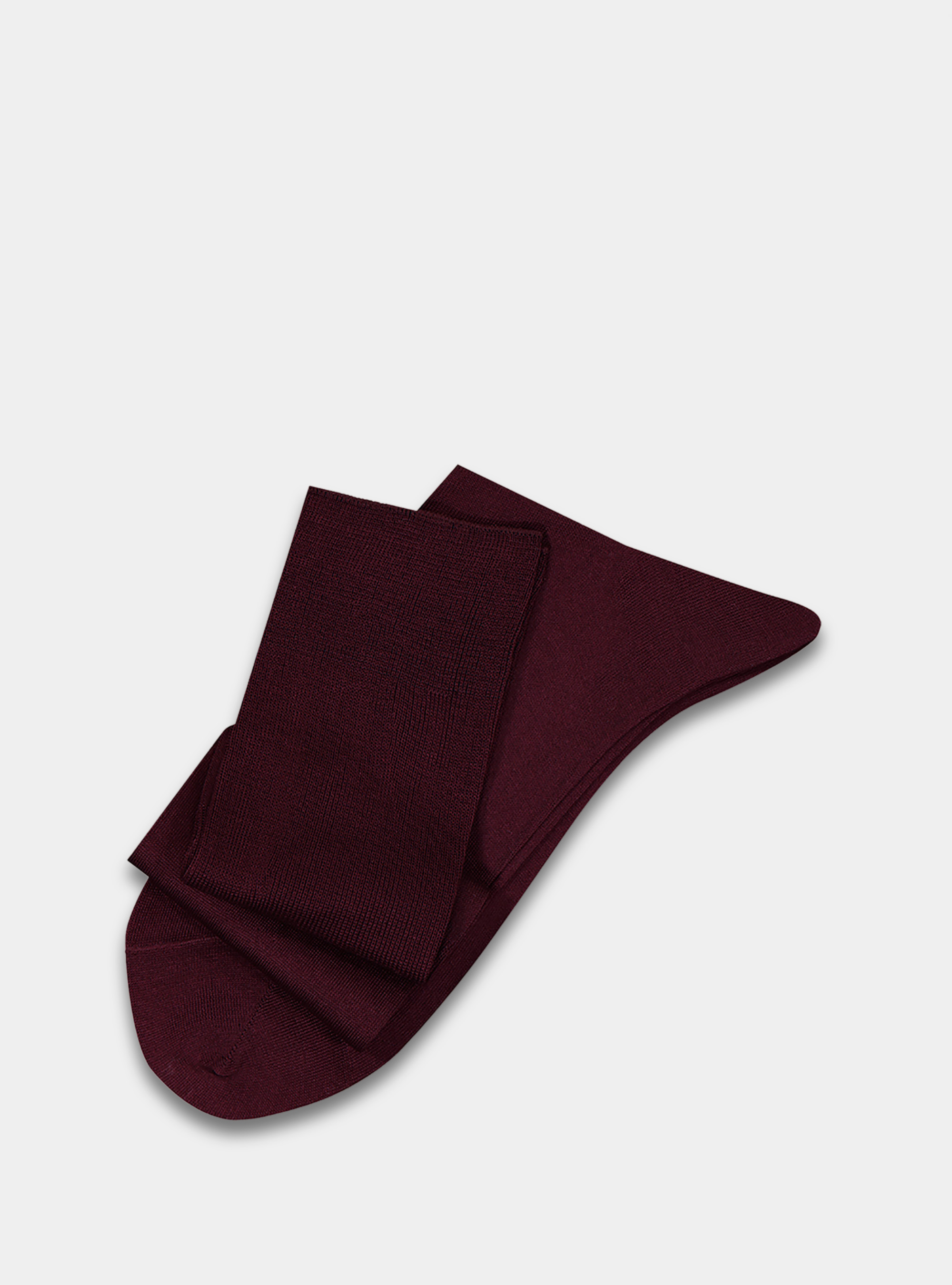 Calzini lunghi tinta unita in filo di Scozia, BORDEAUX