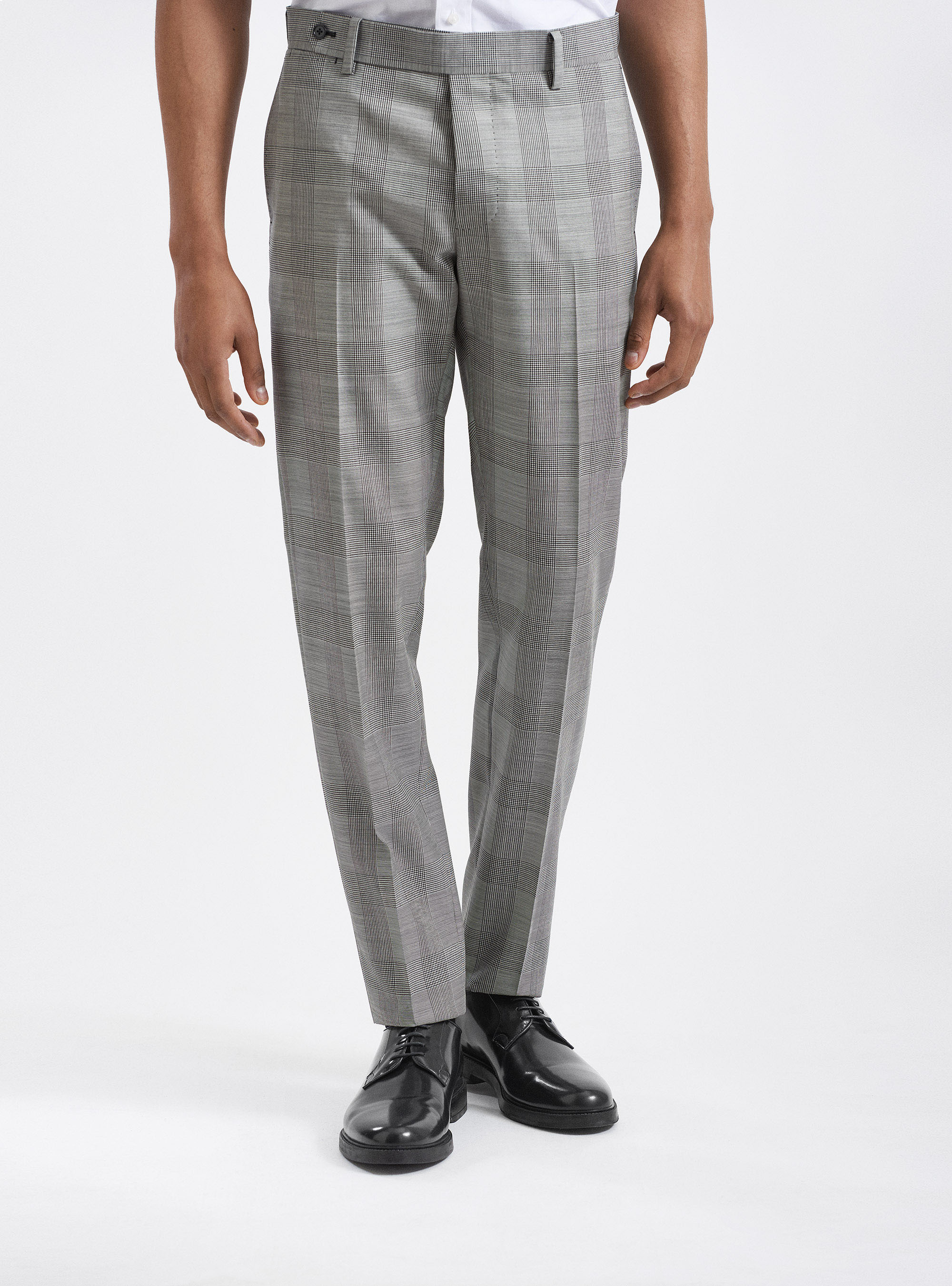 Prince of Wales suit trousers in pure wool Vitale Barberis Canonico fabric, LIGHT GREY MELANGE
