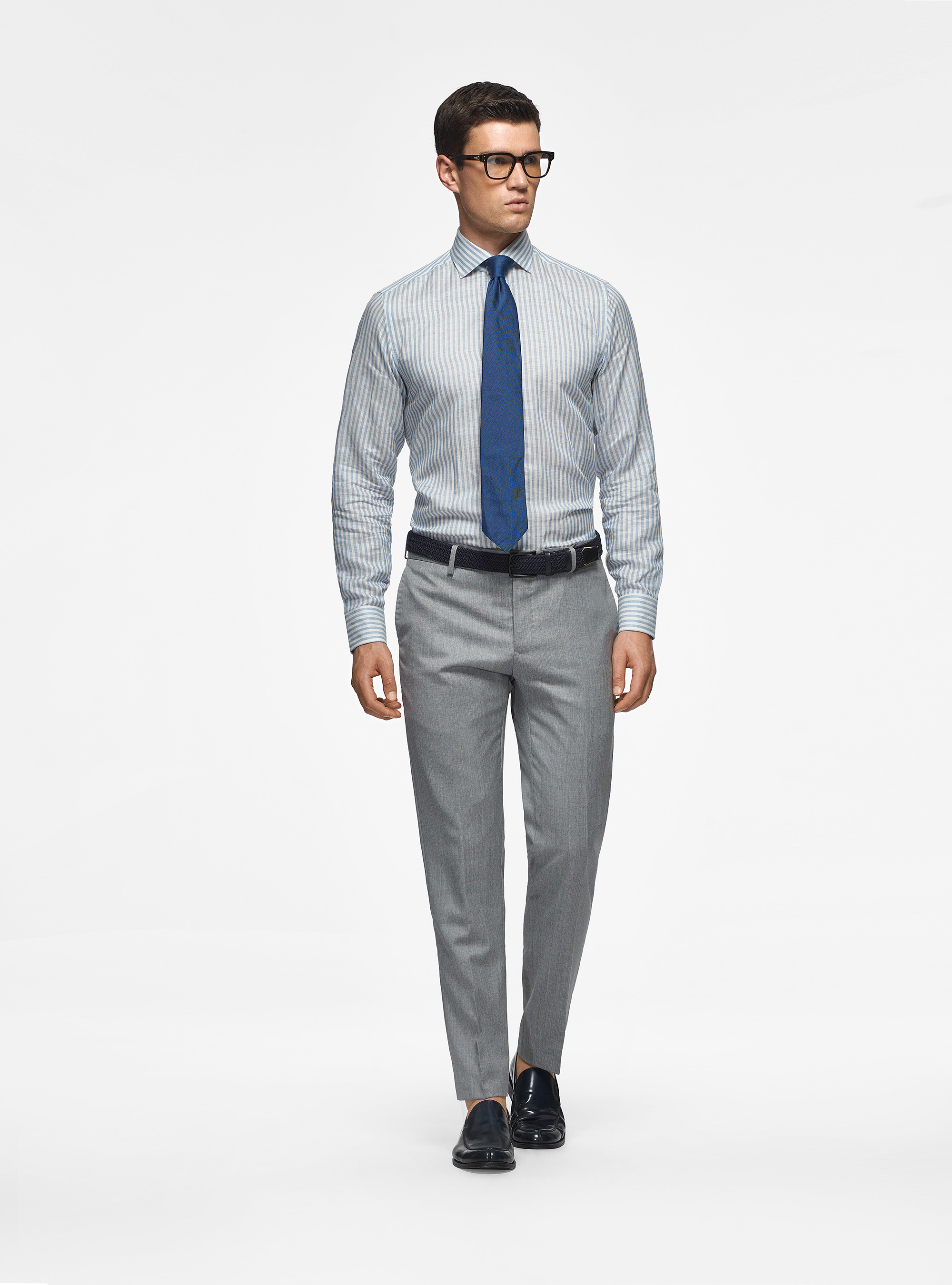 Pantaloni in pura lana superfine 110's, GRIGIO CHIARO MELANGE