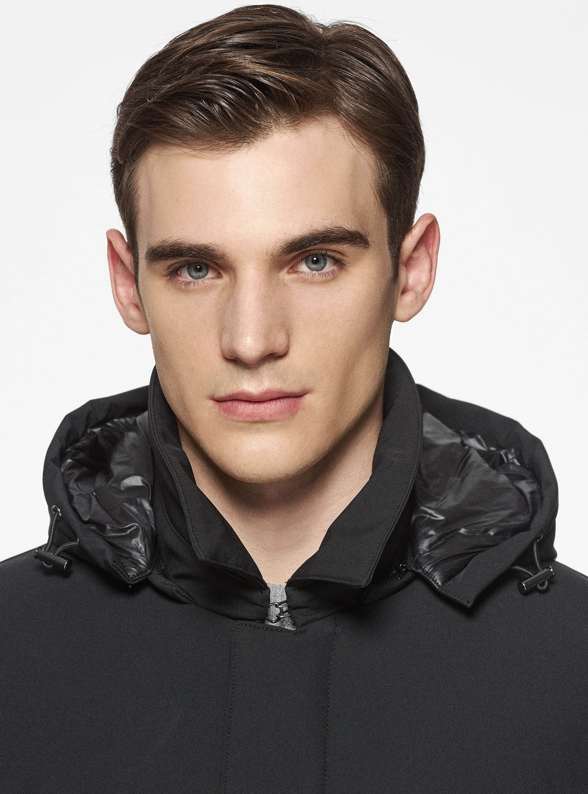 Hooded technical parka, BLACK