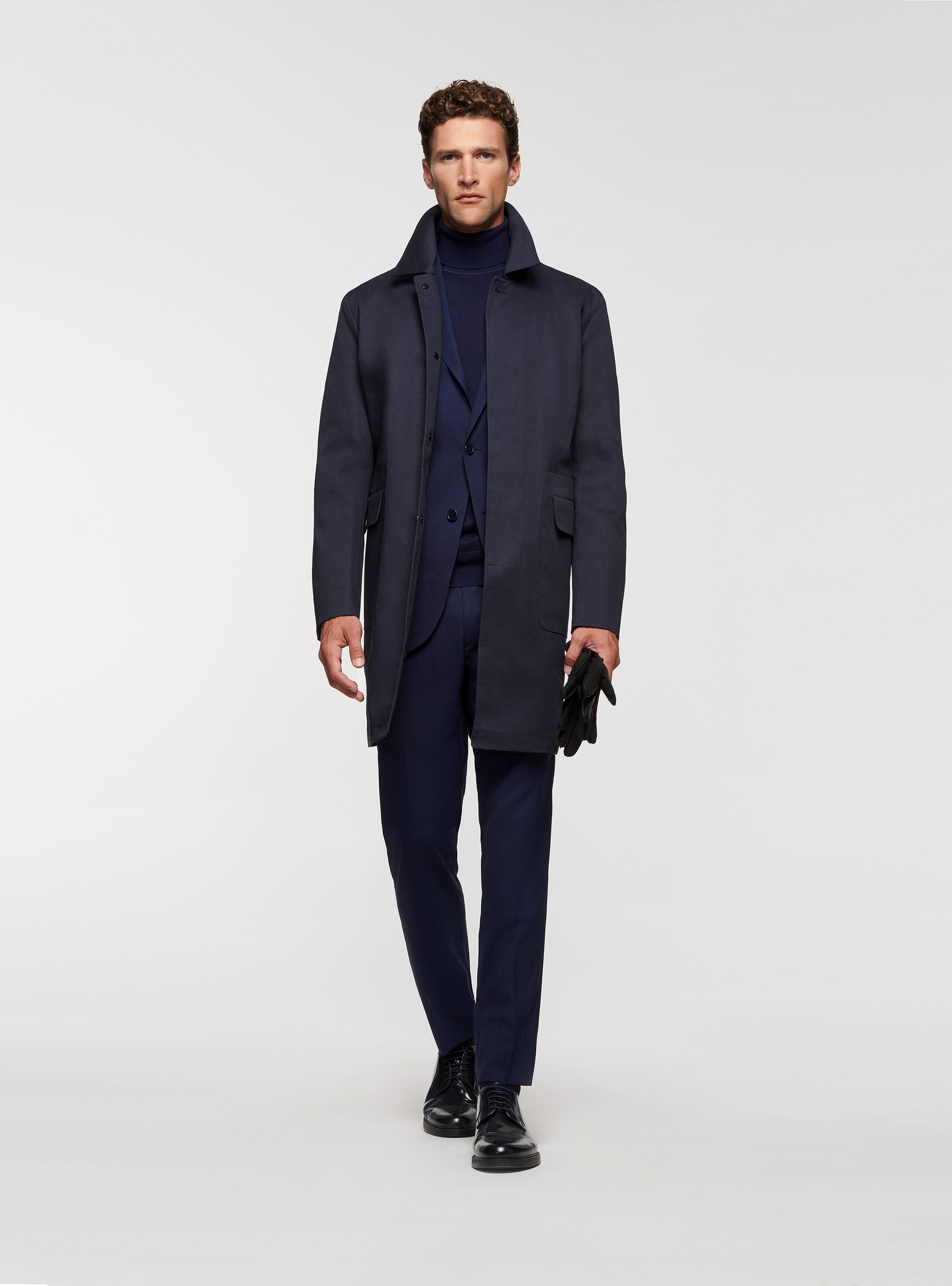 Giaccone in cotone con tasconi, BLU NAVY