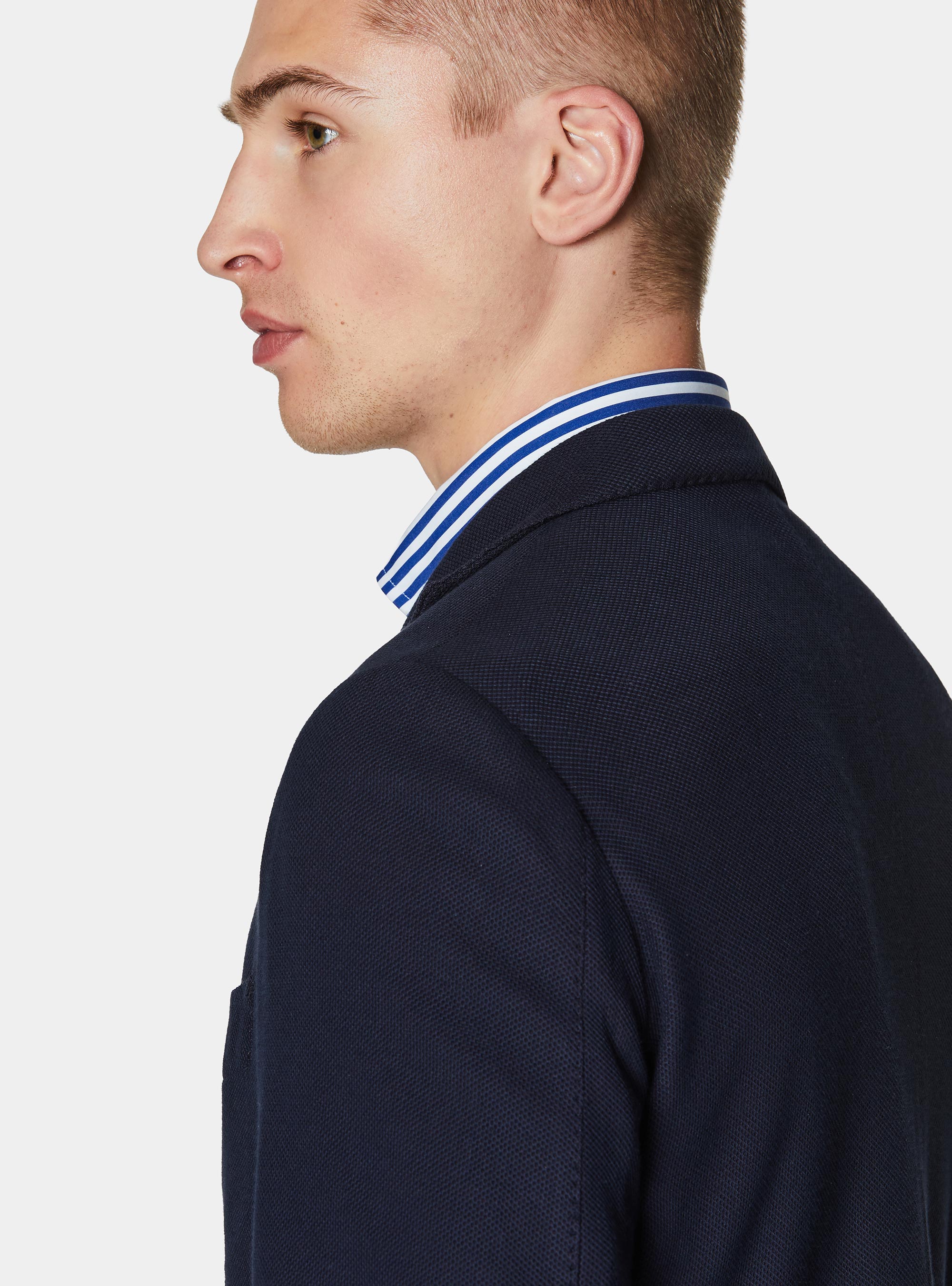 Americana de jersey de mezcla de algod&oacute;n, AZUL MARINO