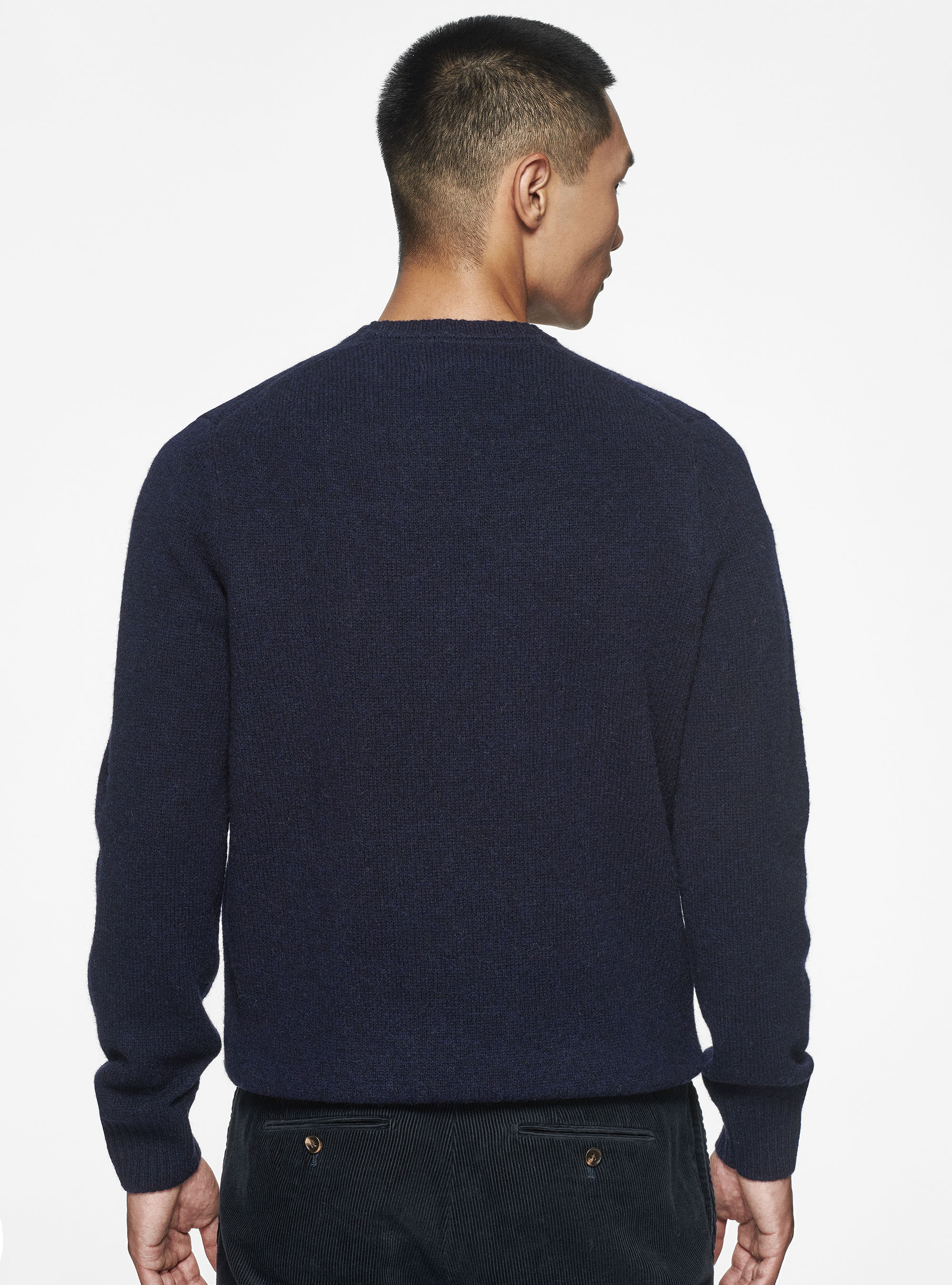 Maglia girocollo in lana shetland, BLU NAVY
