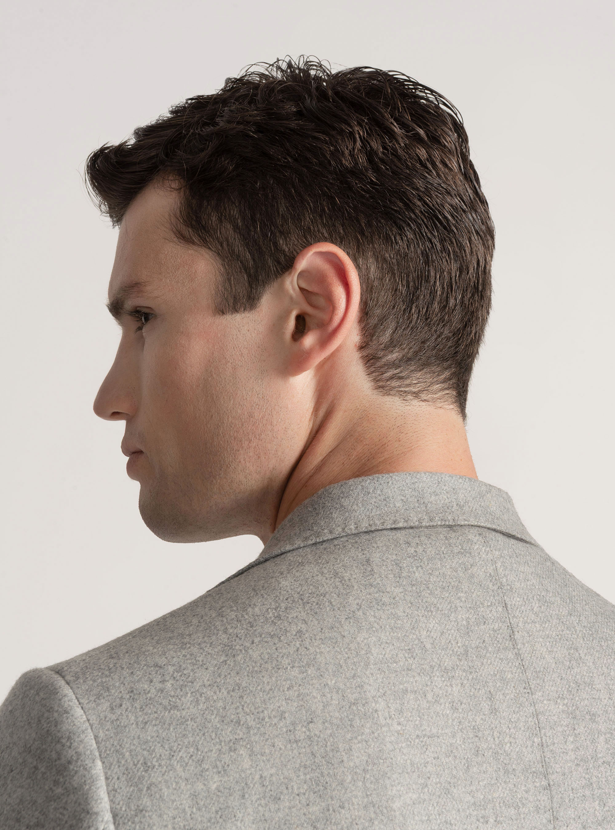 Americana de franela en mezcla de lana, GRIS CLARO JASPEADO