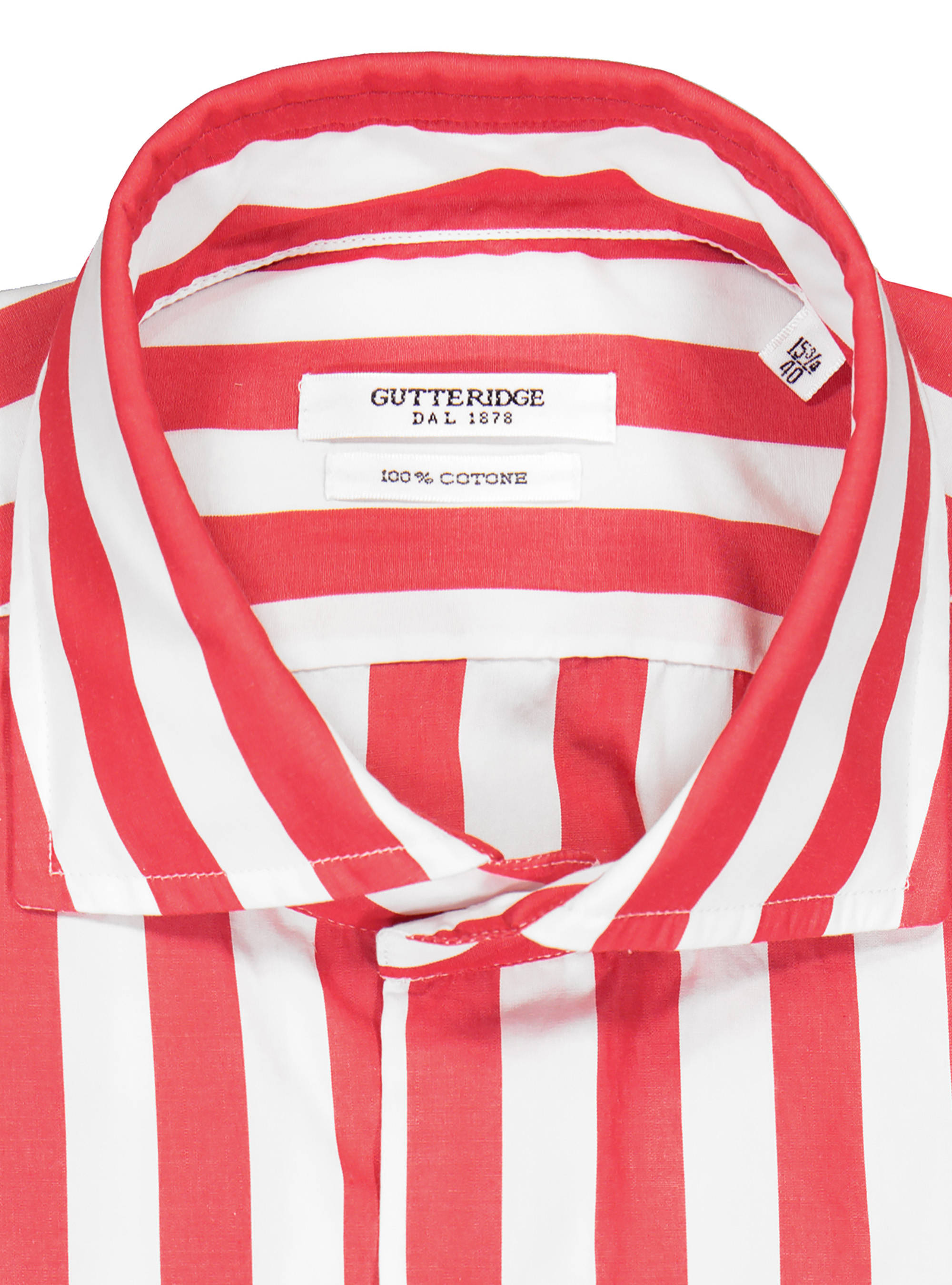 Camicia collo francese semi aperto a righe, RED