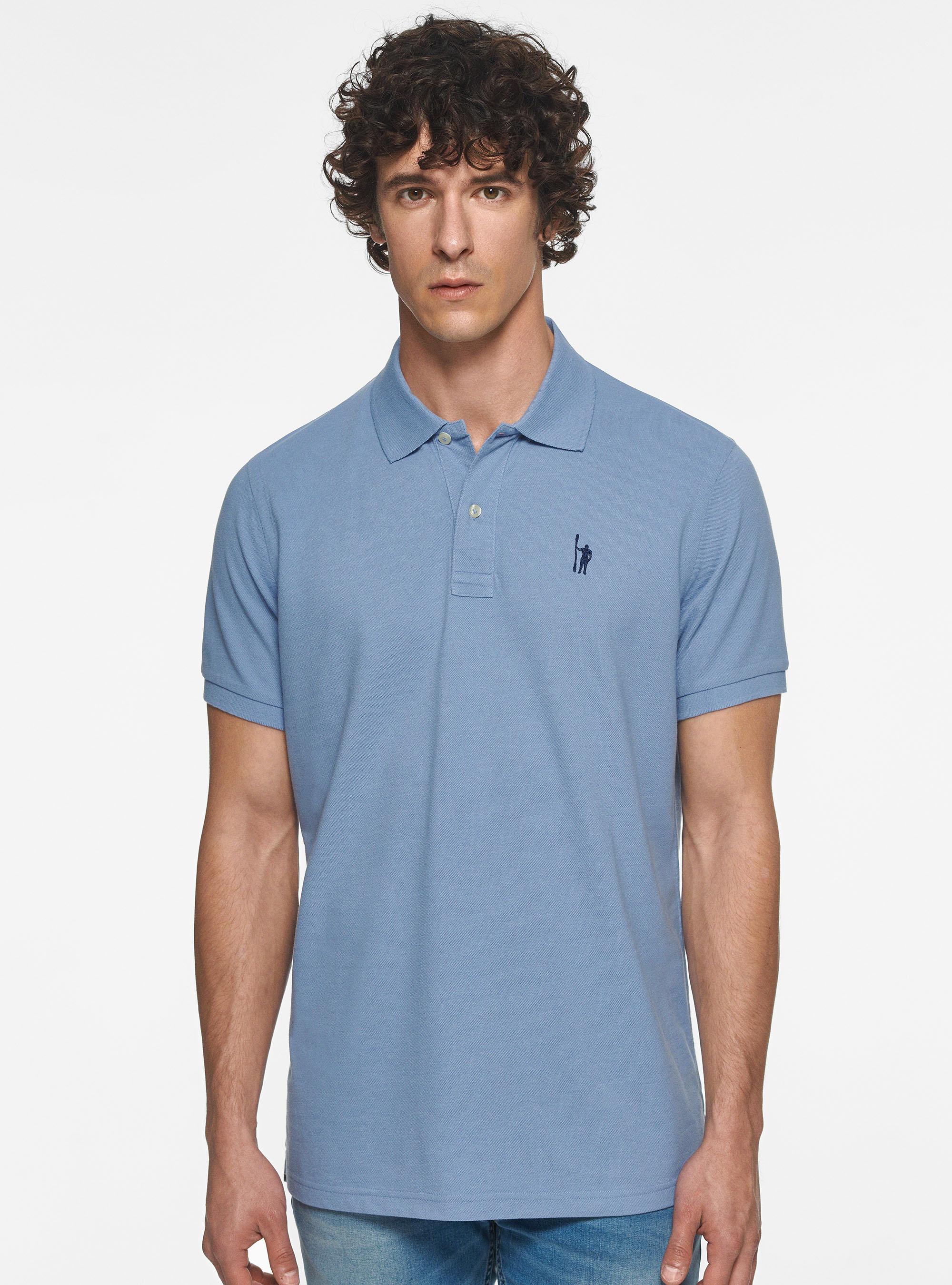 Gutteridge - Polo in piquet con ricamo, Unisex, Azzurro, Taglia: L