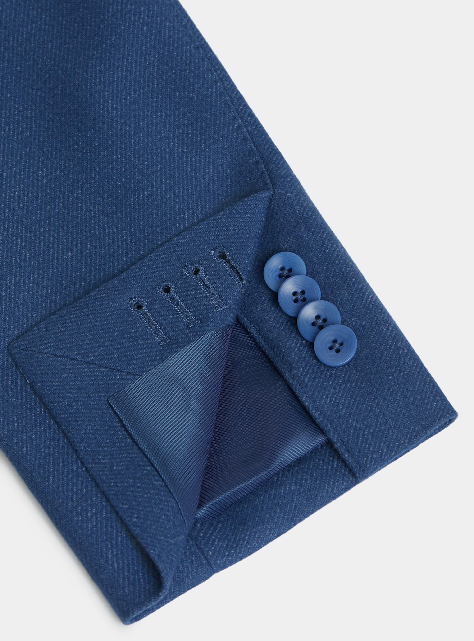 Duemilagori flannel lance-breasted blazer, 0243C DENIM