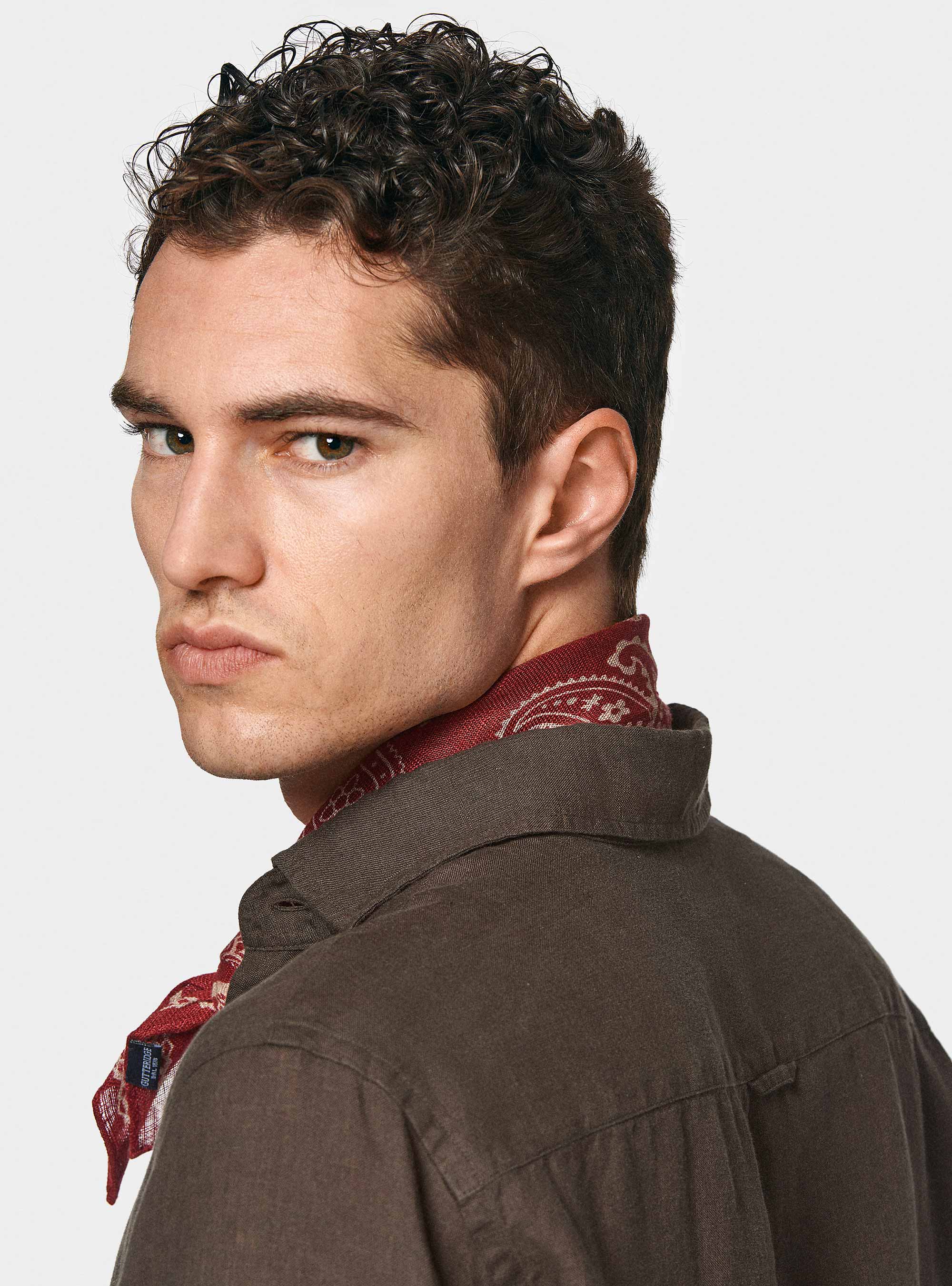 Camicia in puro lino, MARRONE