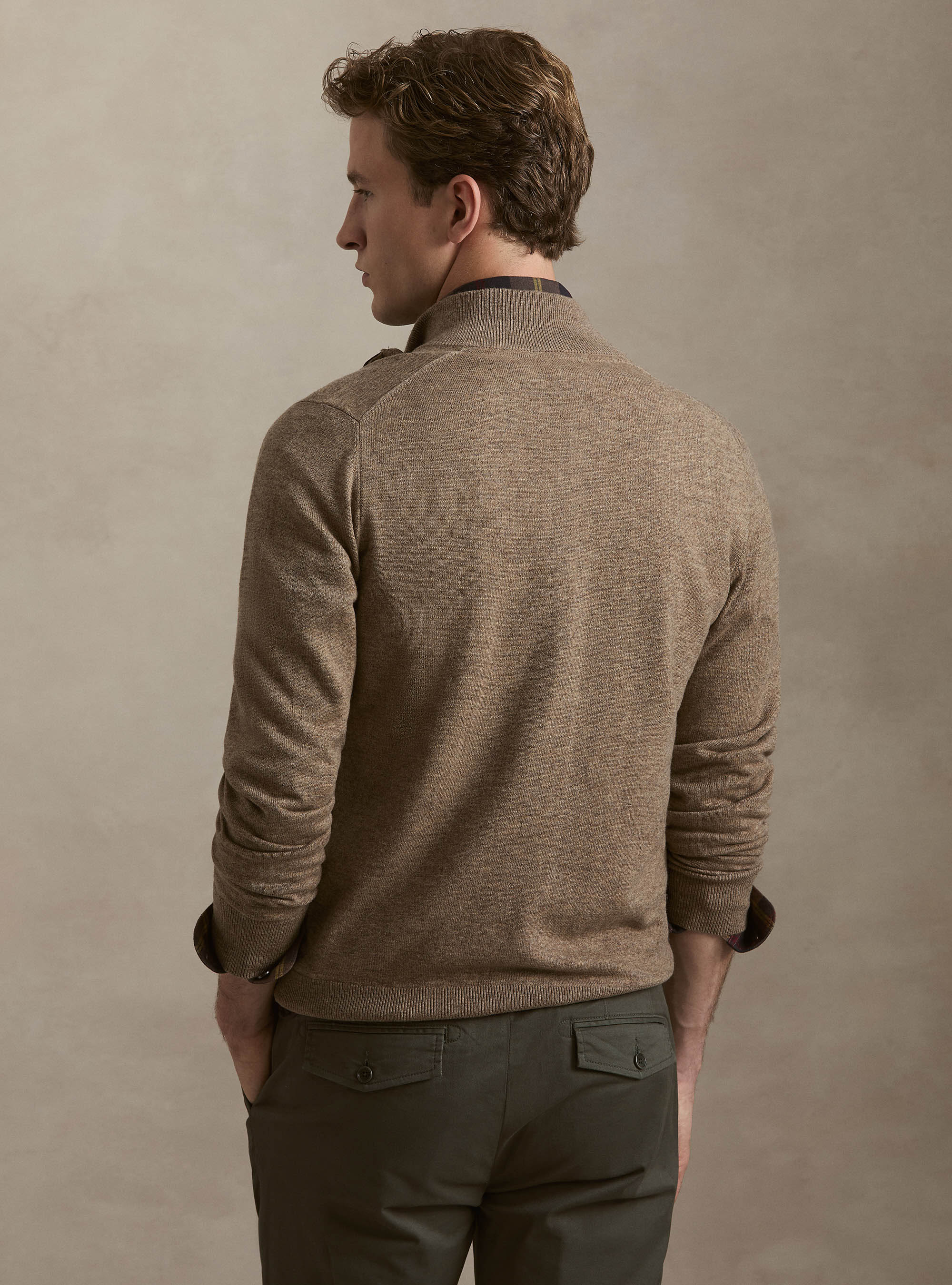 Gilet zipp&eacute; in laine d'agneau et cachemire, BOUE