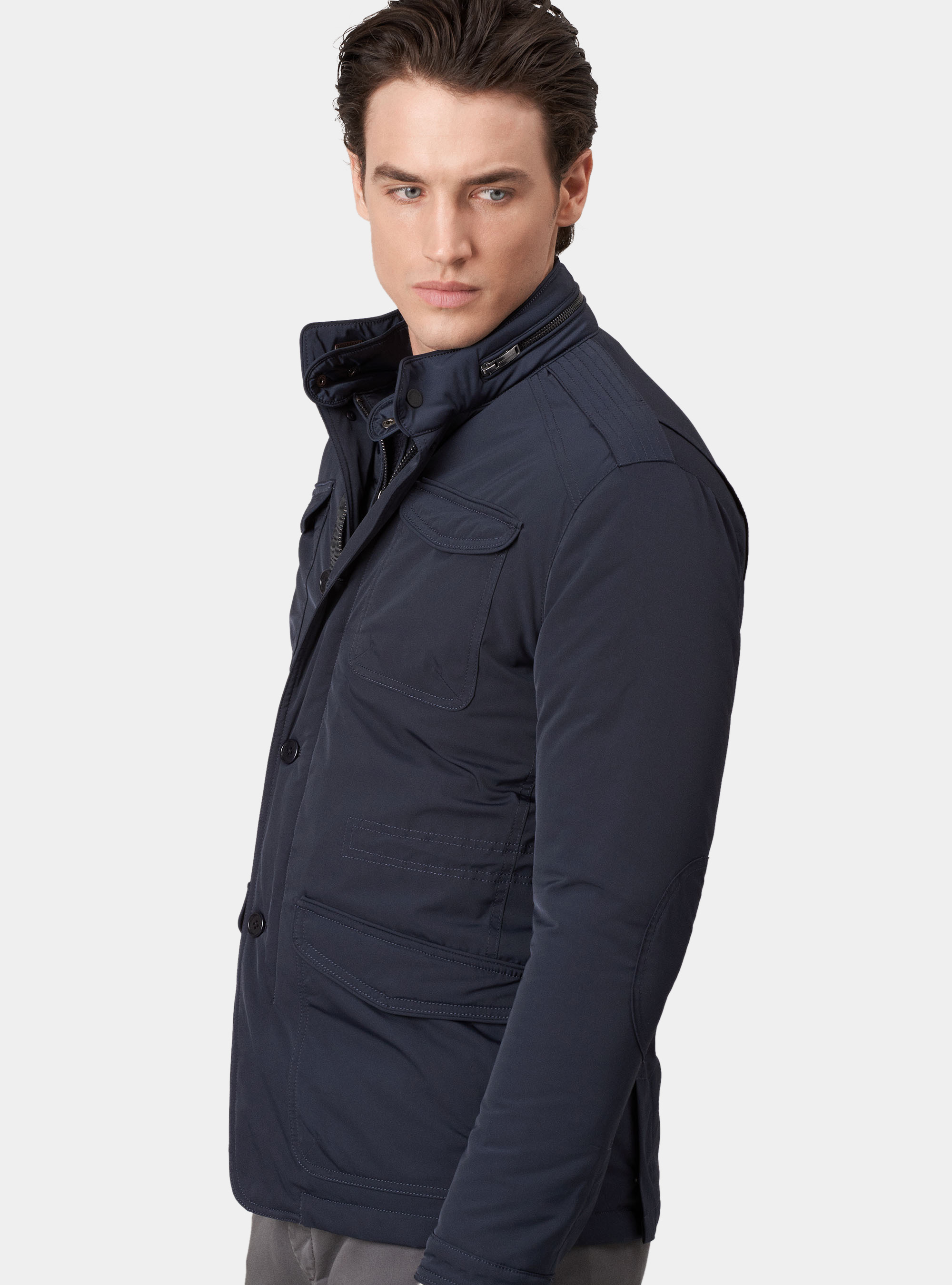Field jacket con toppa e pettorina removibile, BLU NAVY