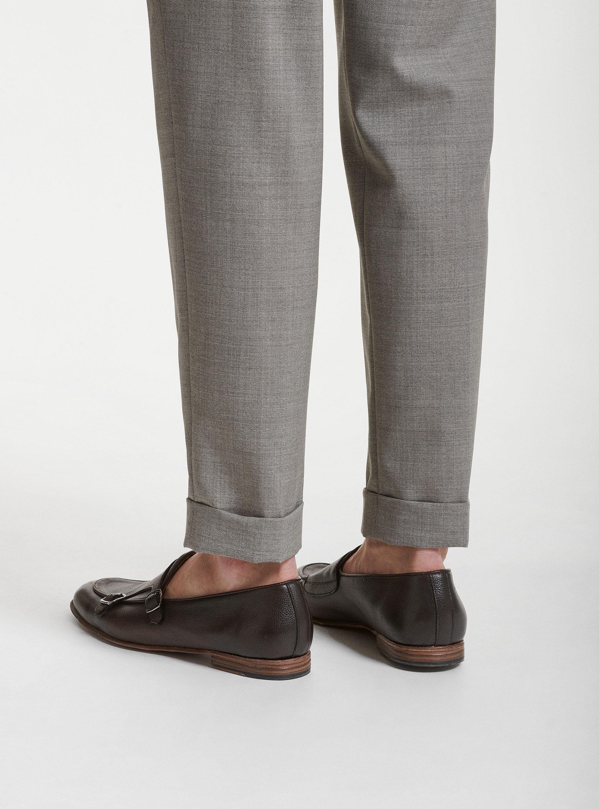 Pantaloni con pinces in pura lana Vitale Barberis Canonico, ECRU