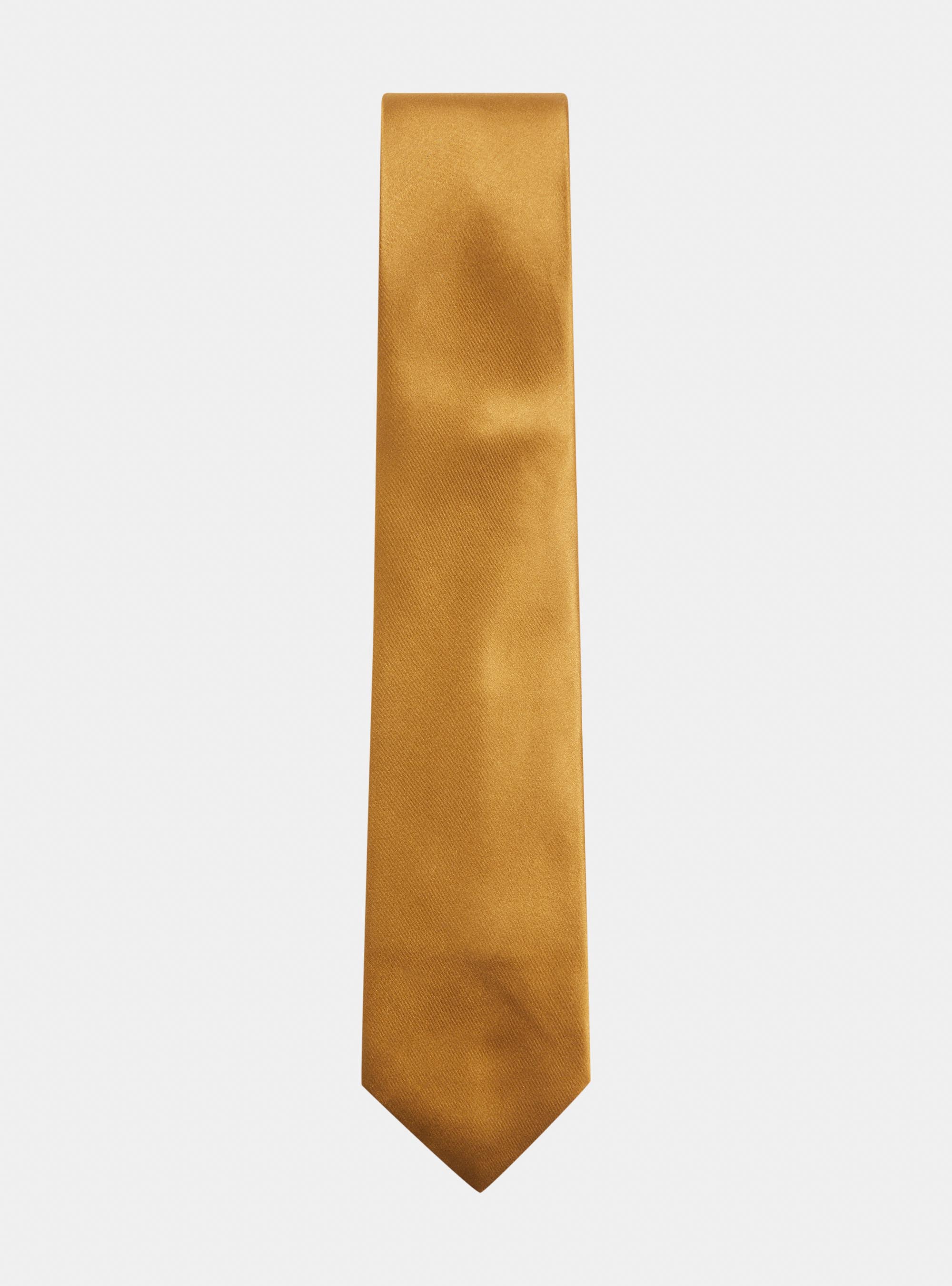 Solid-coloured silk tie, SENAPE 0715C