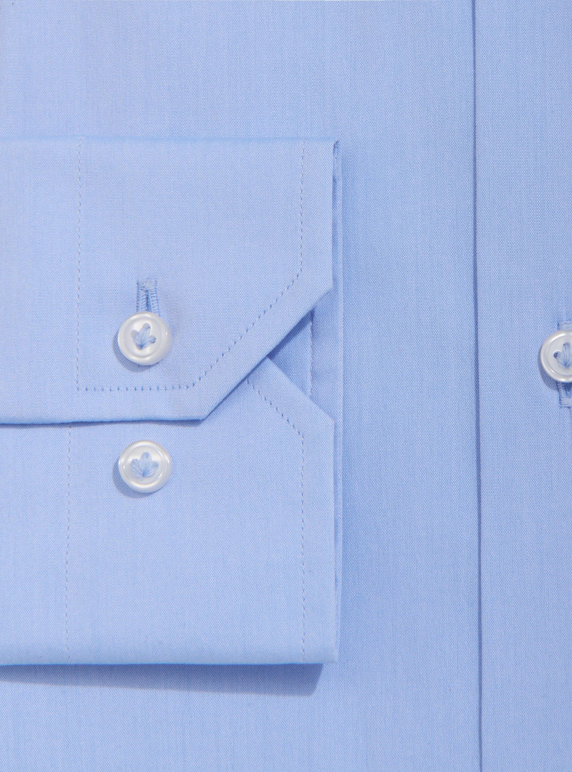 Camicia super slim in popeline di cotone stretch, AZZURRO