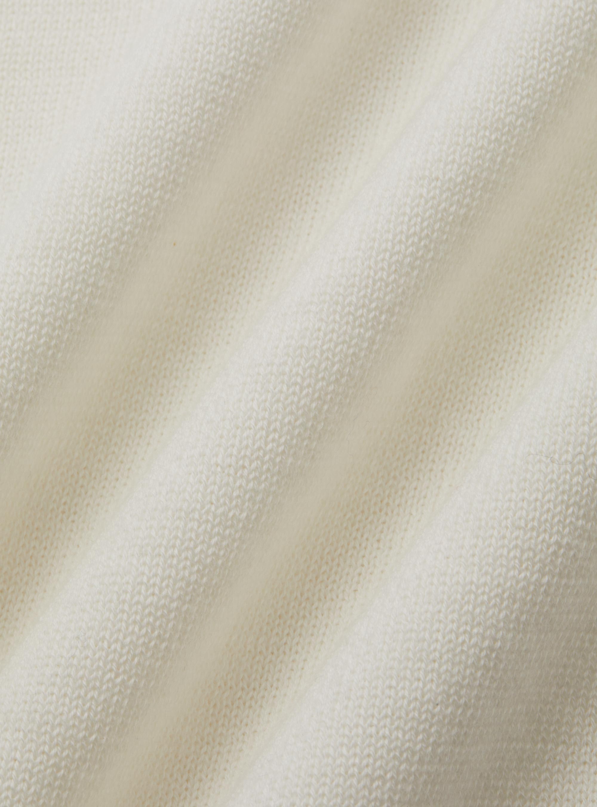 Polo in maglia senza bottoni in cotone extrafine, BIANCO