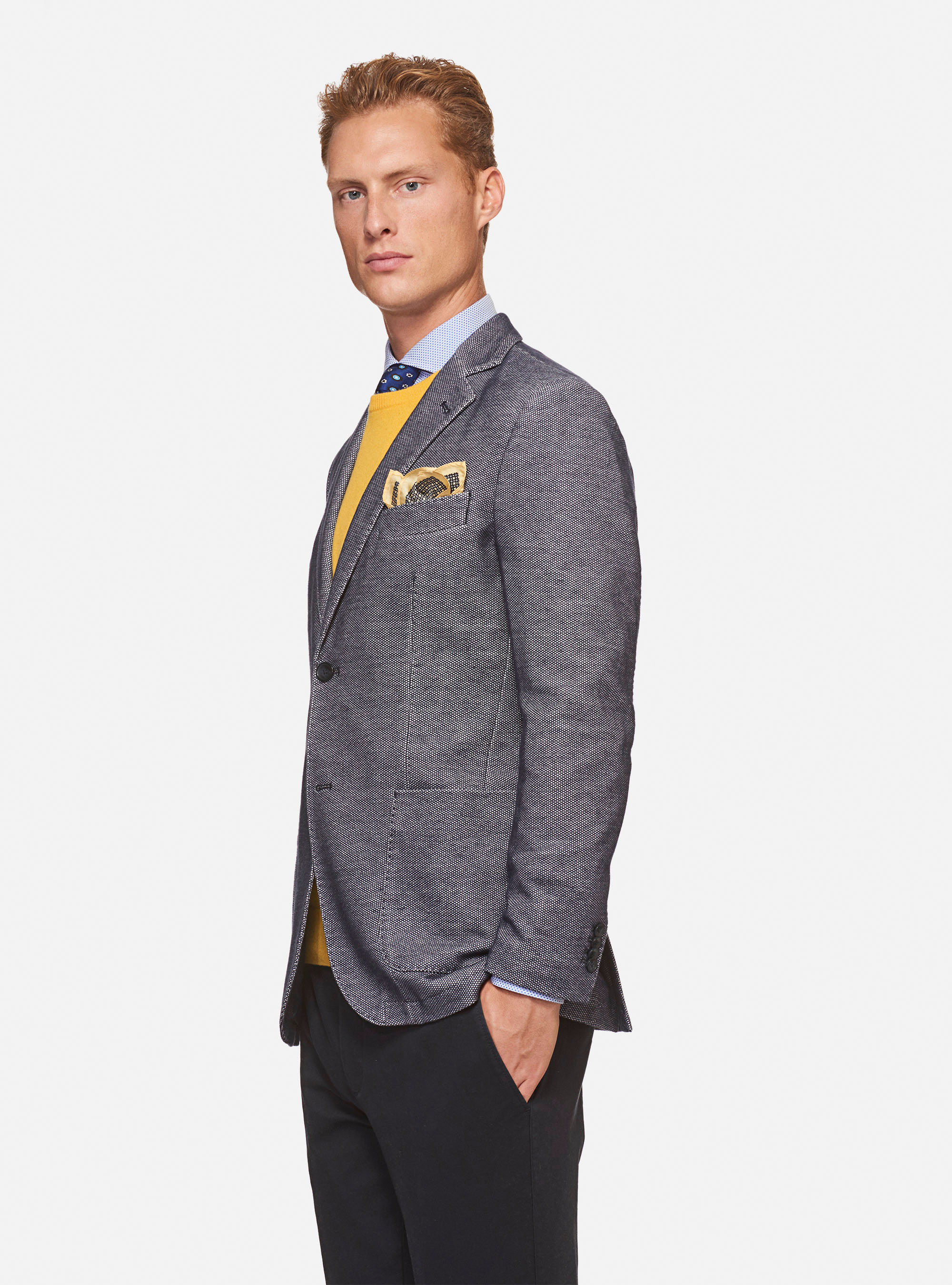 Wool jersey blazer, BLUE