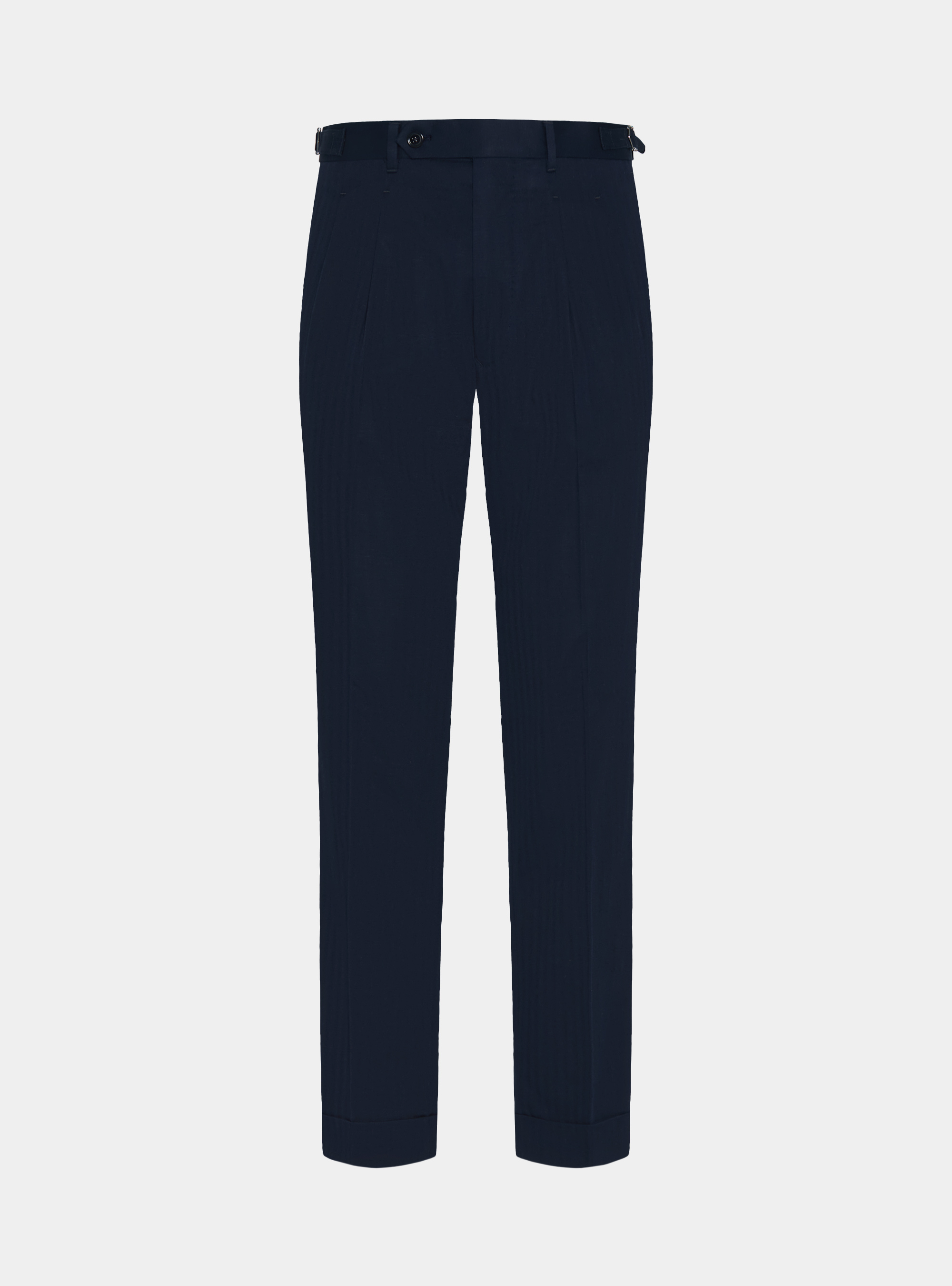 Pantaloni abito doppiopetto in cotone e lino, BLU NAVY