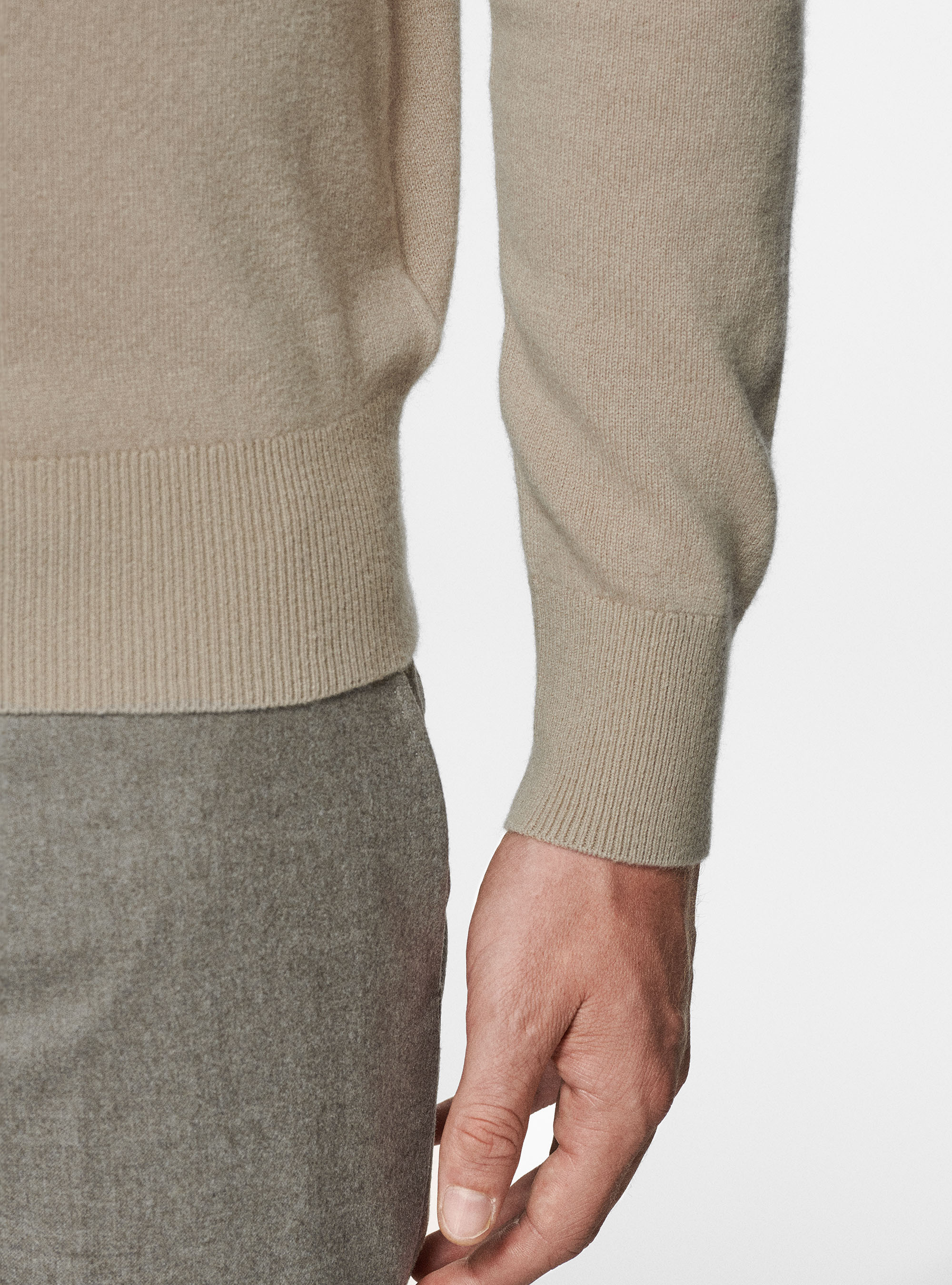 Cashmere blend crew-neck sweater, SAND