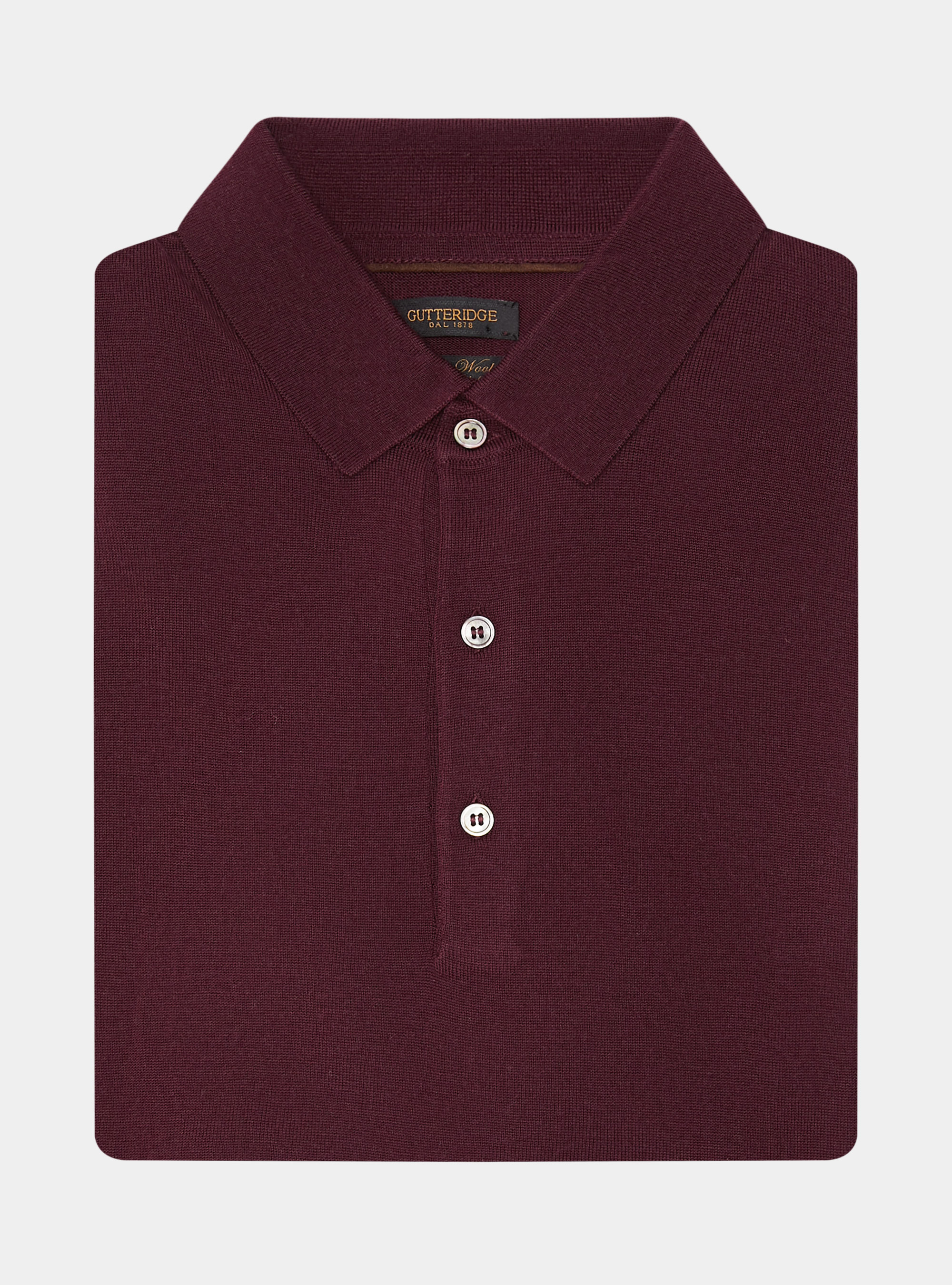 Polo shirt in pure extra-fine merino wool, BORDEAUX