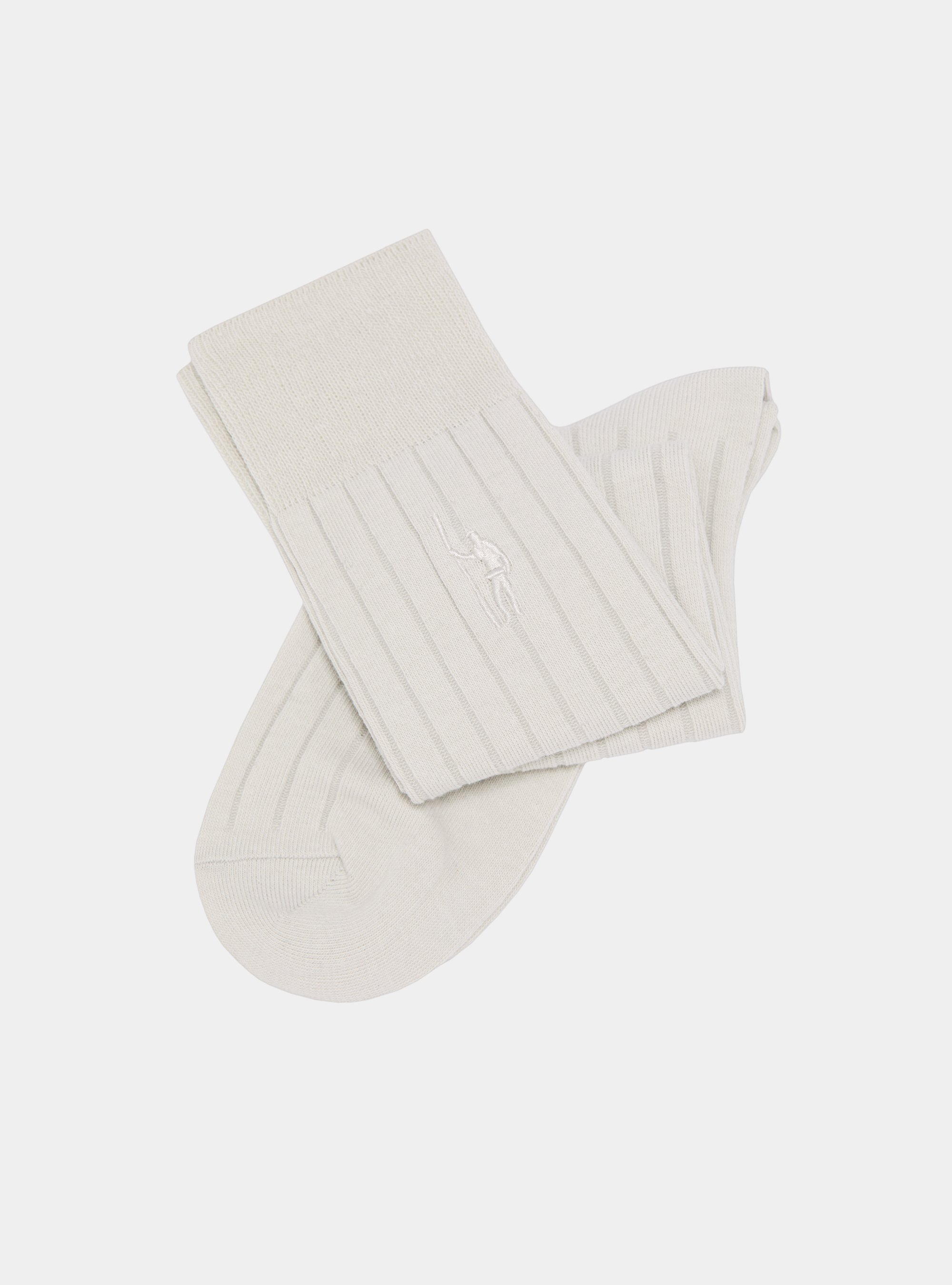 Calcetines de canalé con bordado, BLANCO