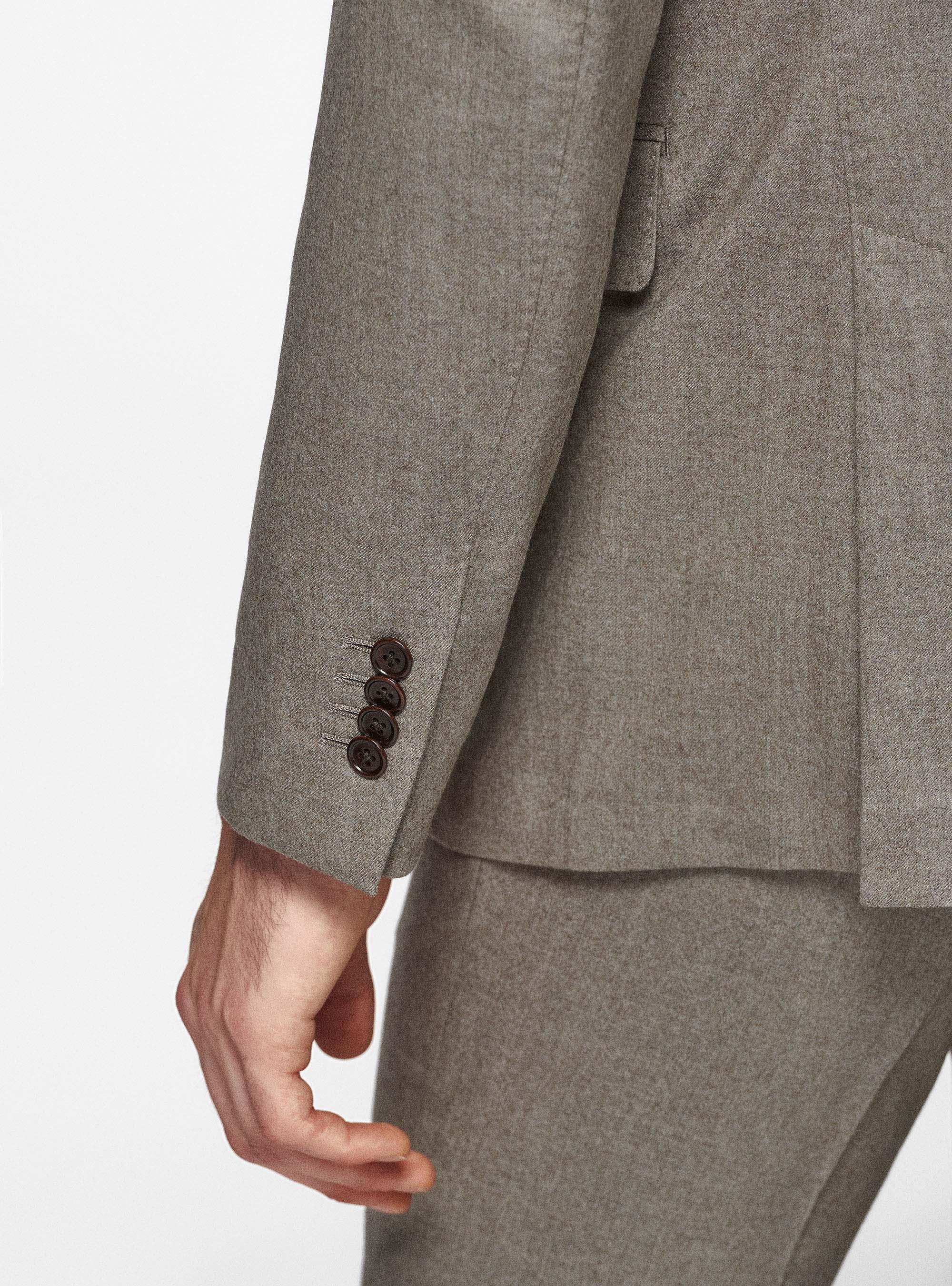 Giacca petto a lancia in flanella, SABBIA