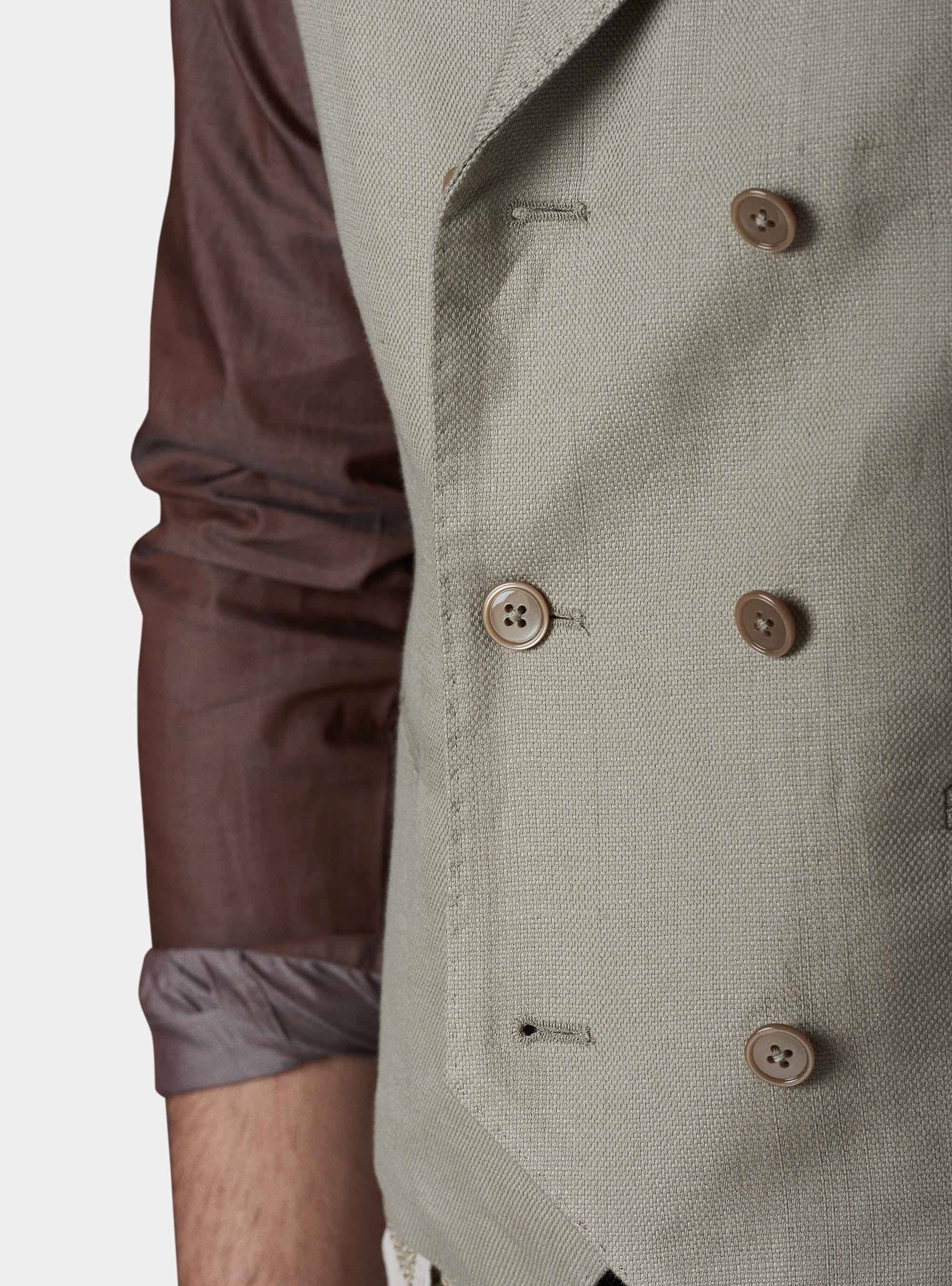 Double-breasted vest in linen and cotton, MUD
