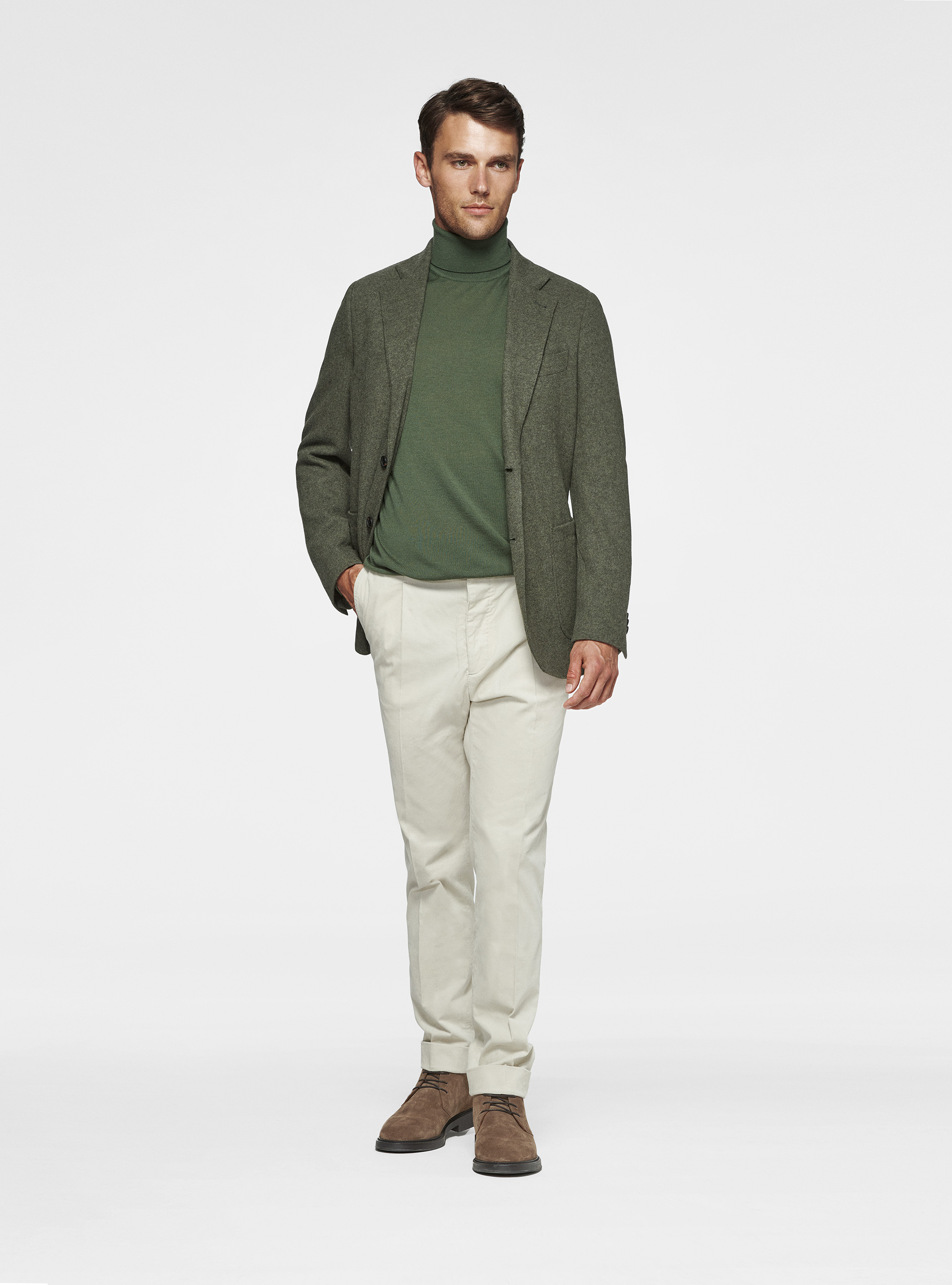 Giacca in jersey di lana, VERDE