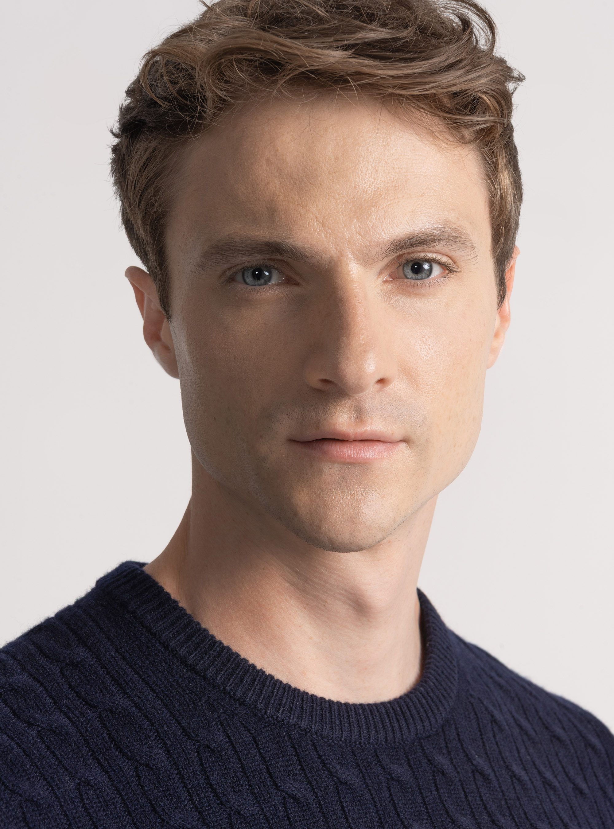 Crew-neck sweater with wool and cashmere braid, NAVY BLUE