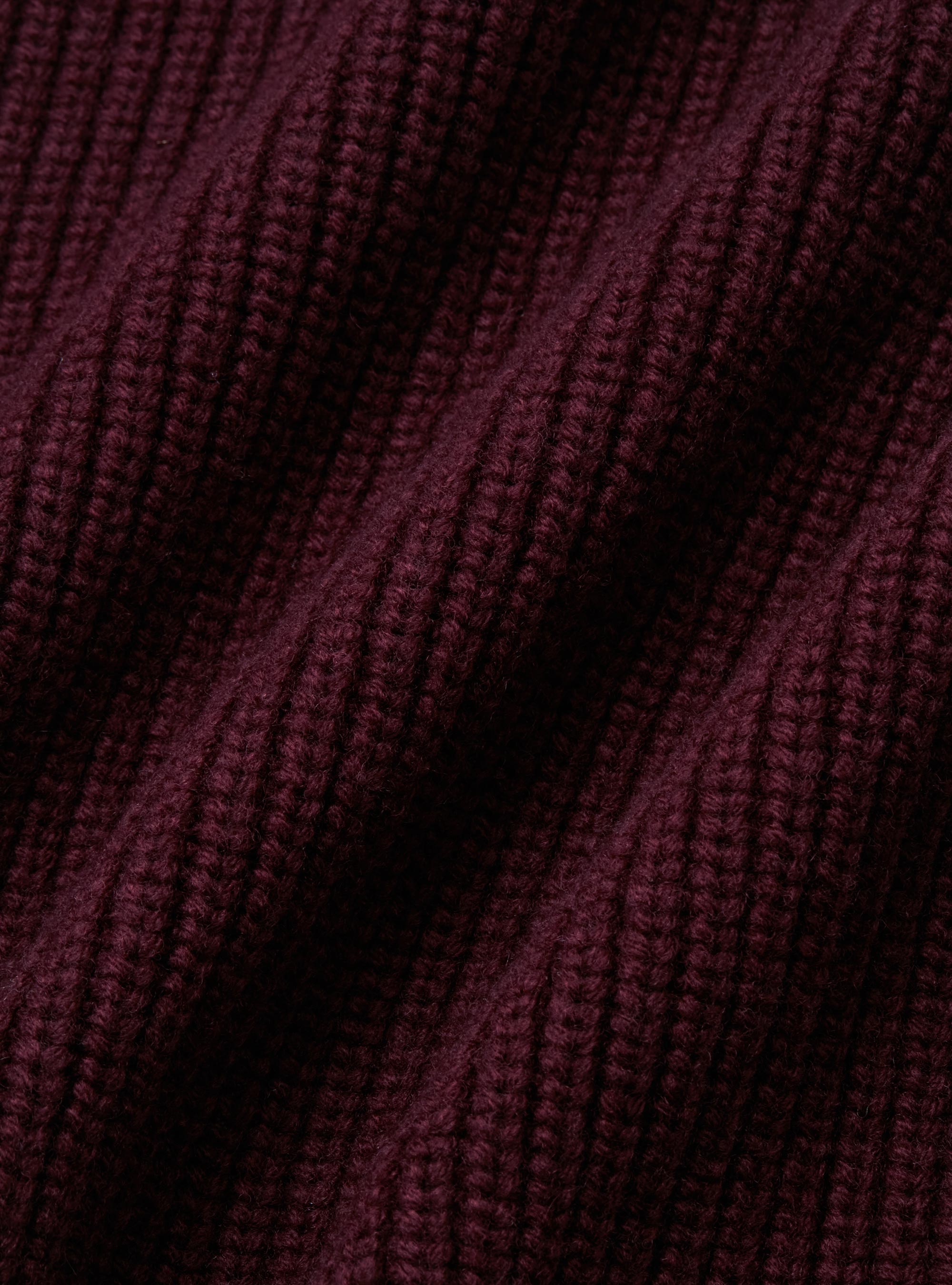 Cardigan in maglia sciallata in lana merino, BORDEAUX