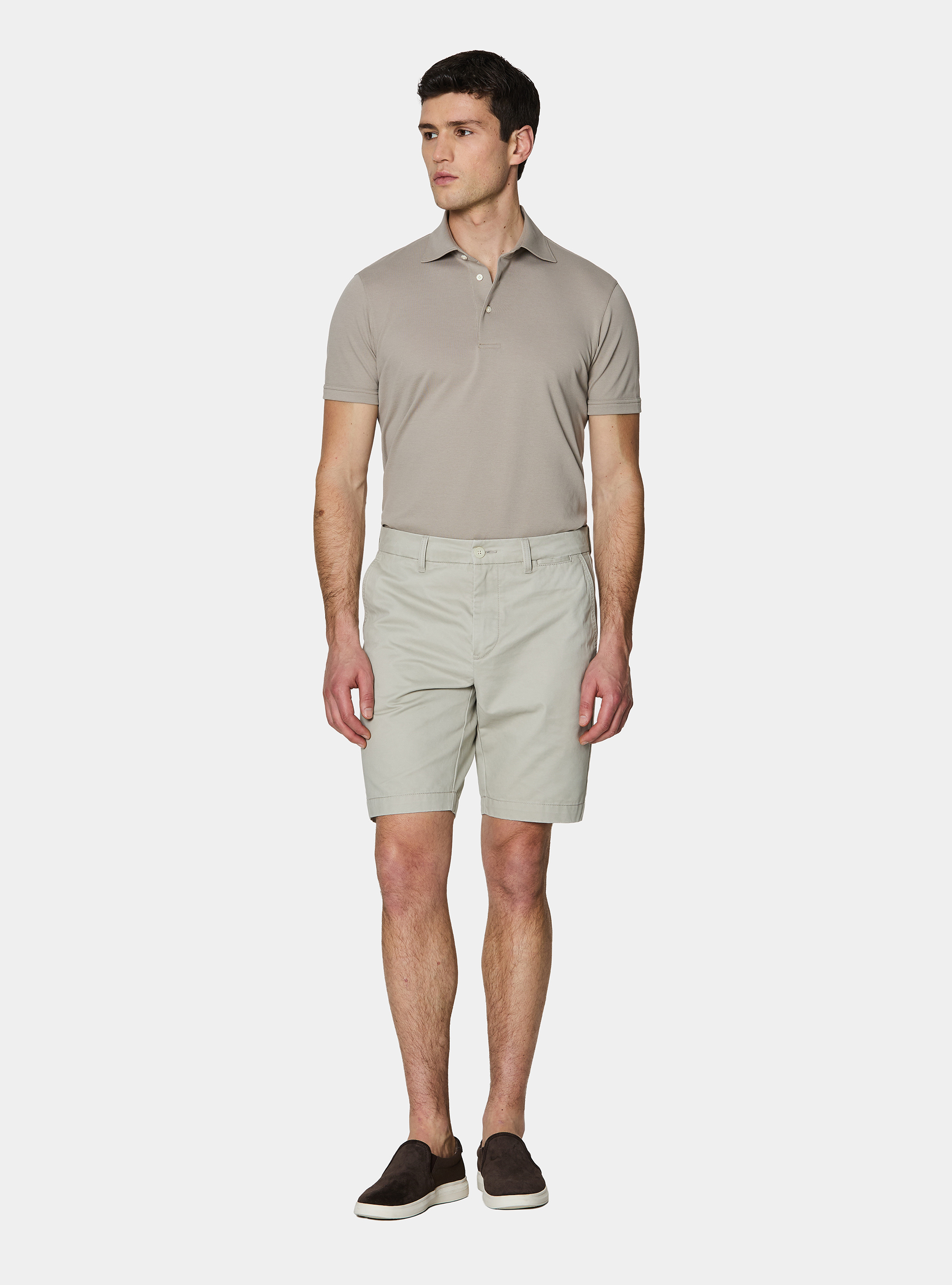 Bermuda chino in twill di cotone, ECRU