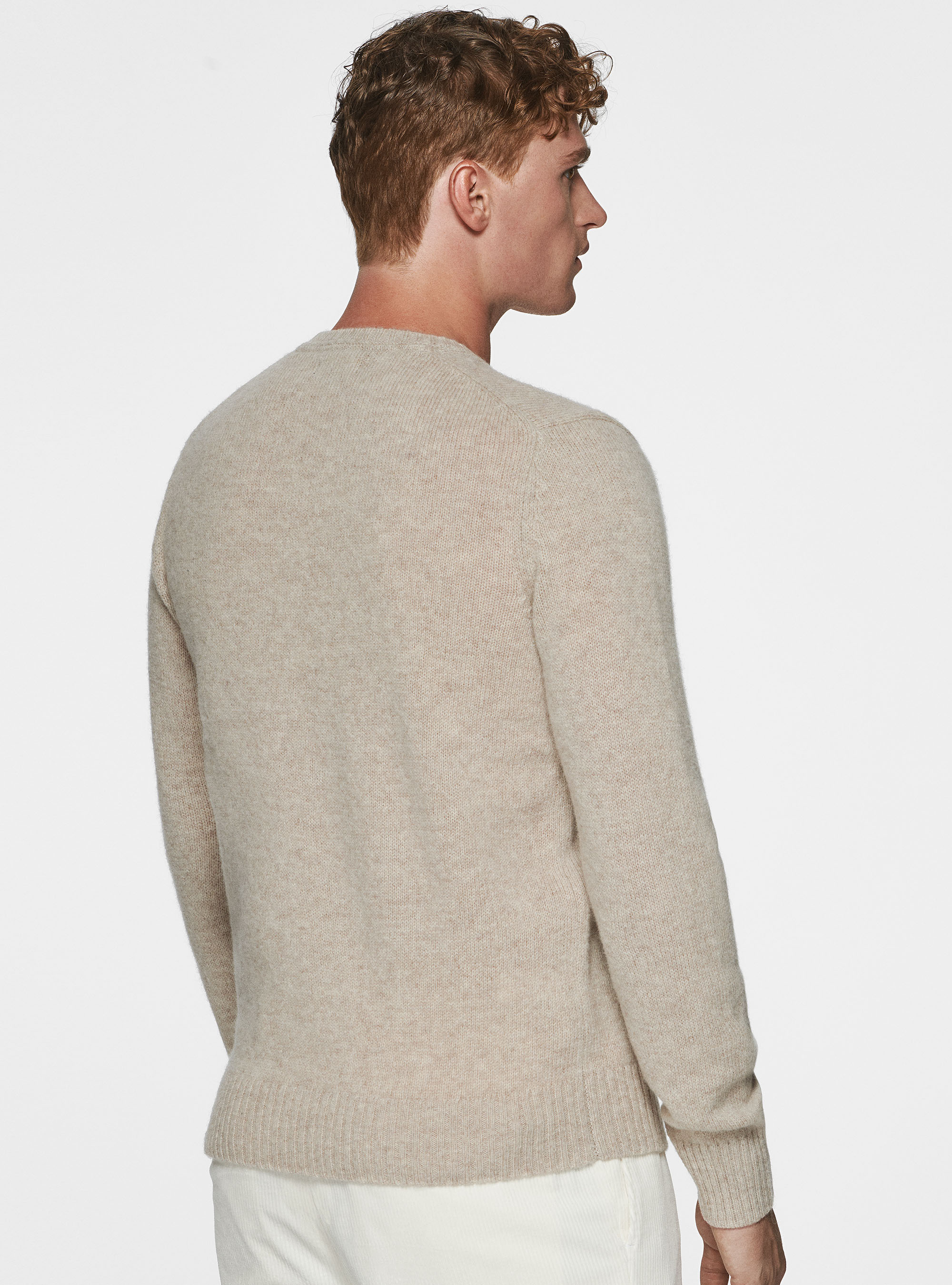 Maglia girocollo in lana shetland, ECRU