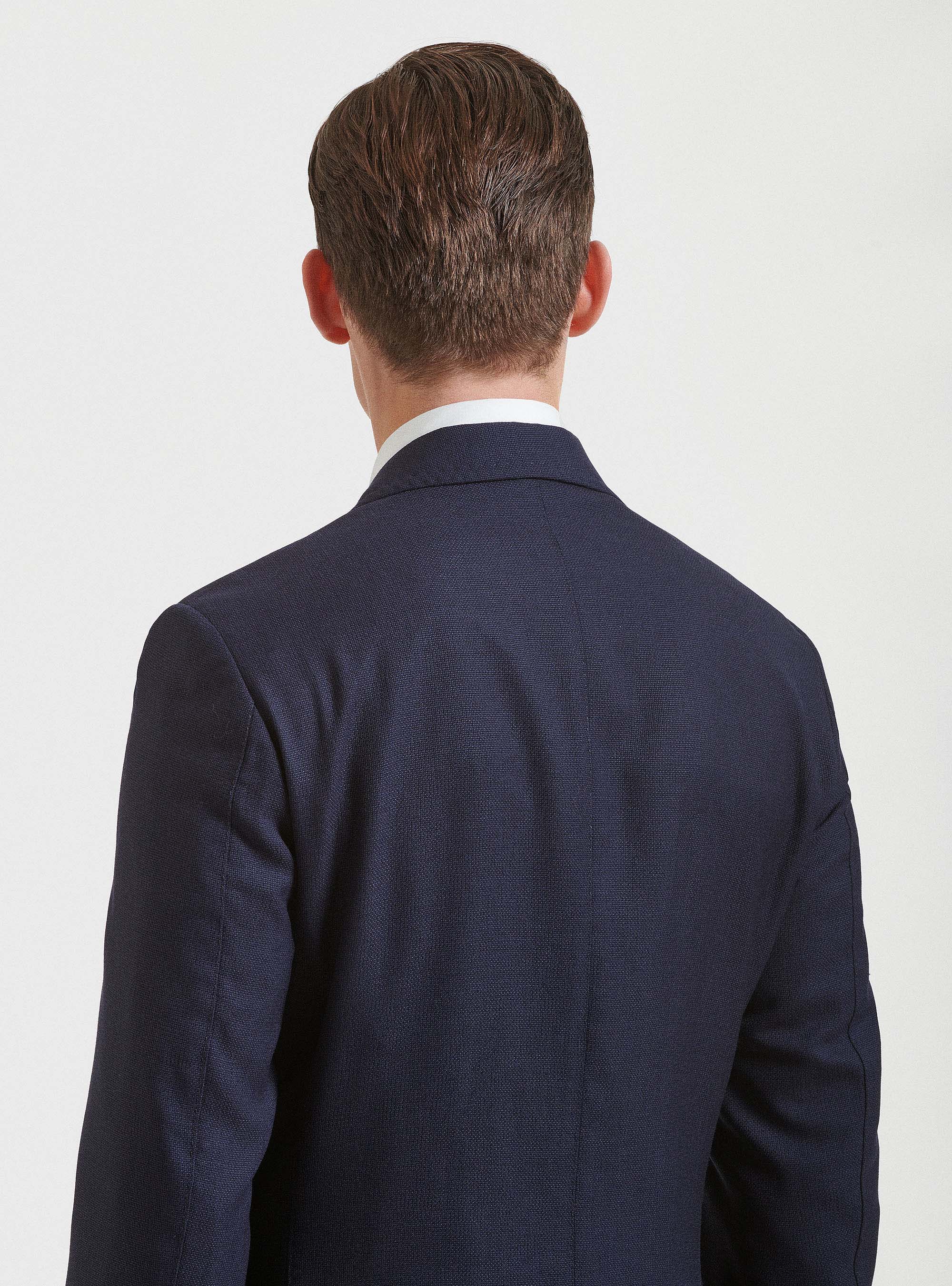 Giacca in pura lana hopsack, BLU NAVY