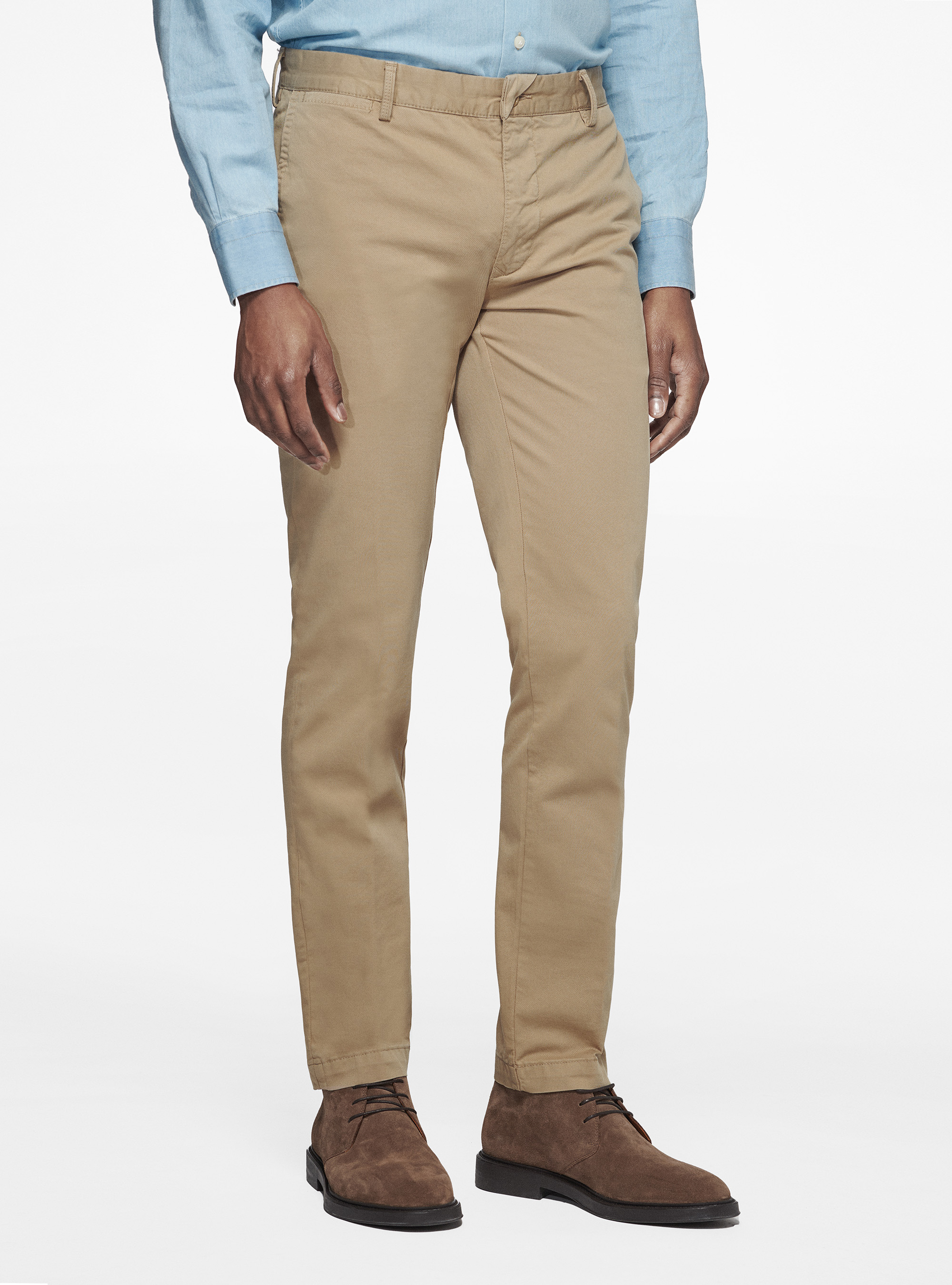 Pantaloni chino slim fit in twill stretch, FANGO