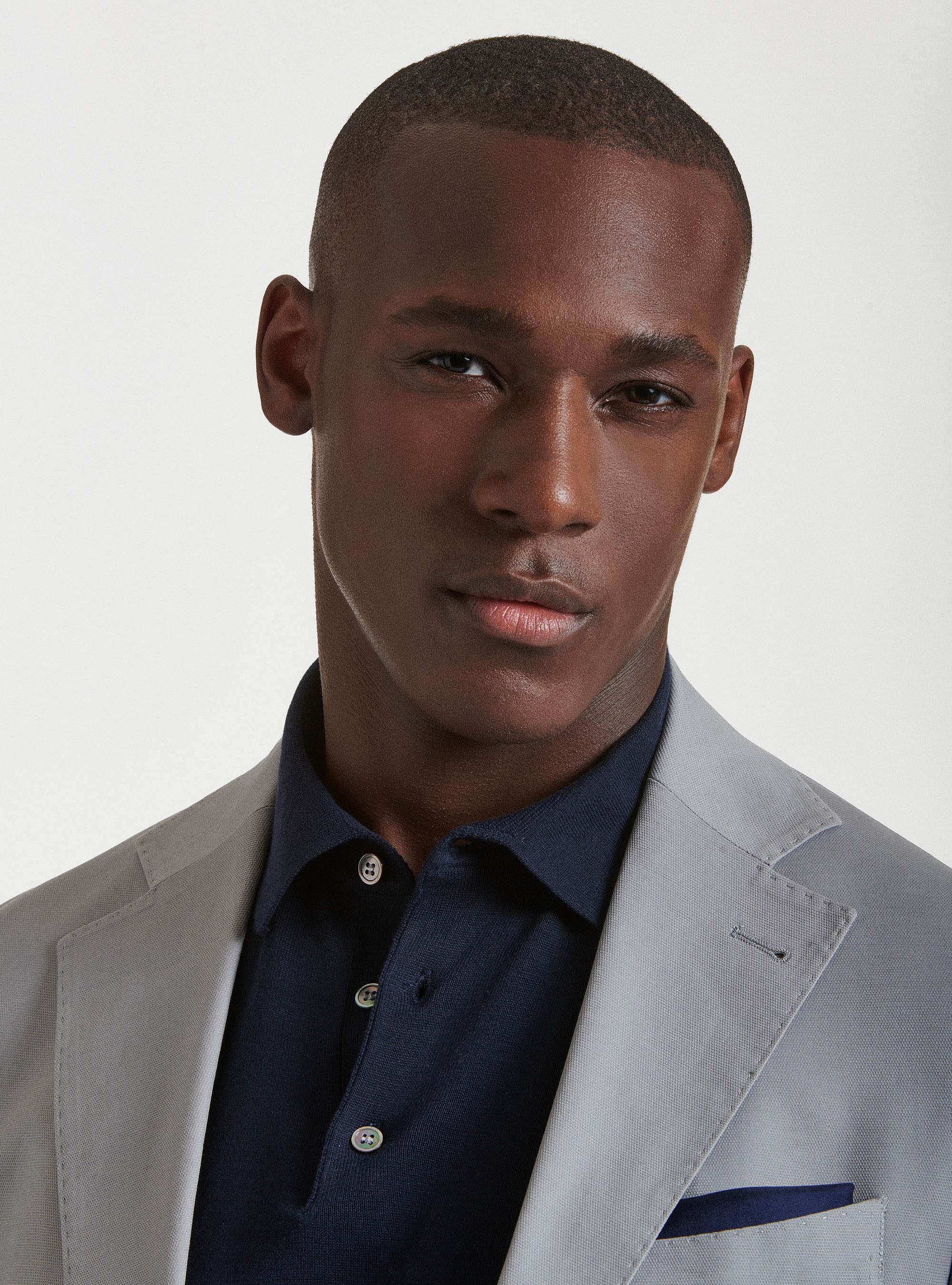 Armoured cotton suit blazer, LIGHT GREY MELANGE