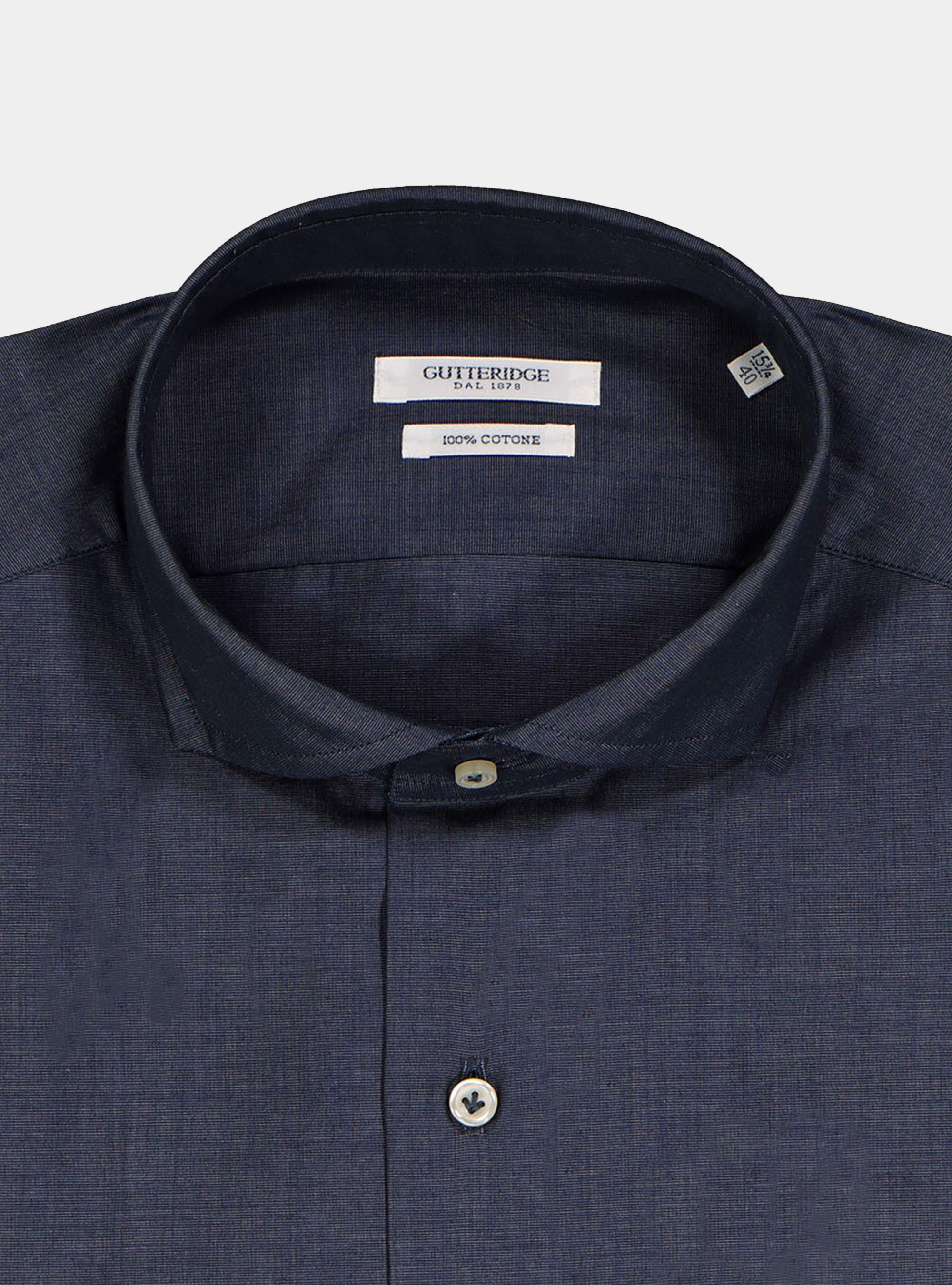 Camicia fil a fil collo francese, BLU NAVY