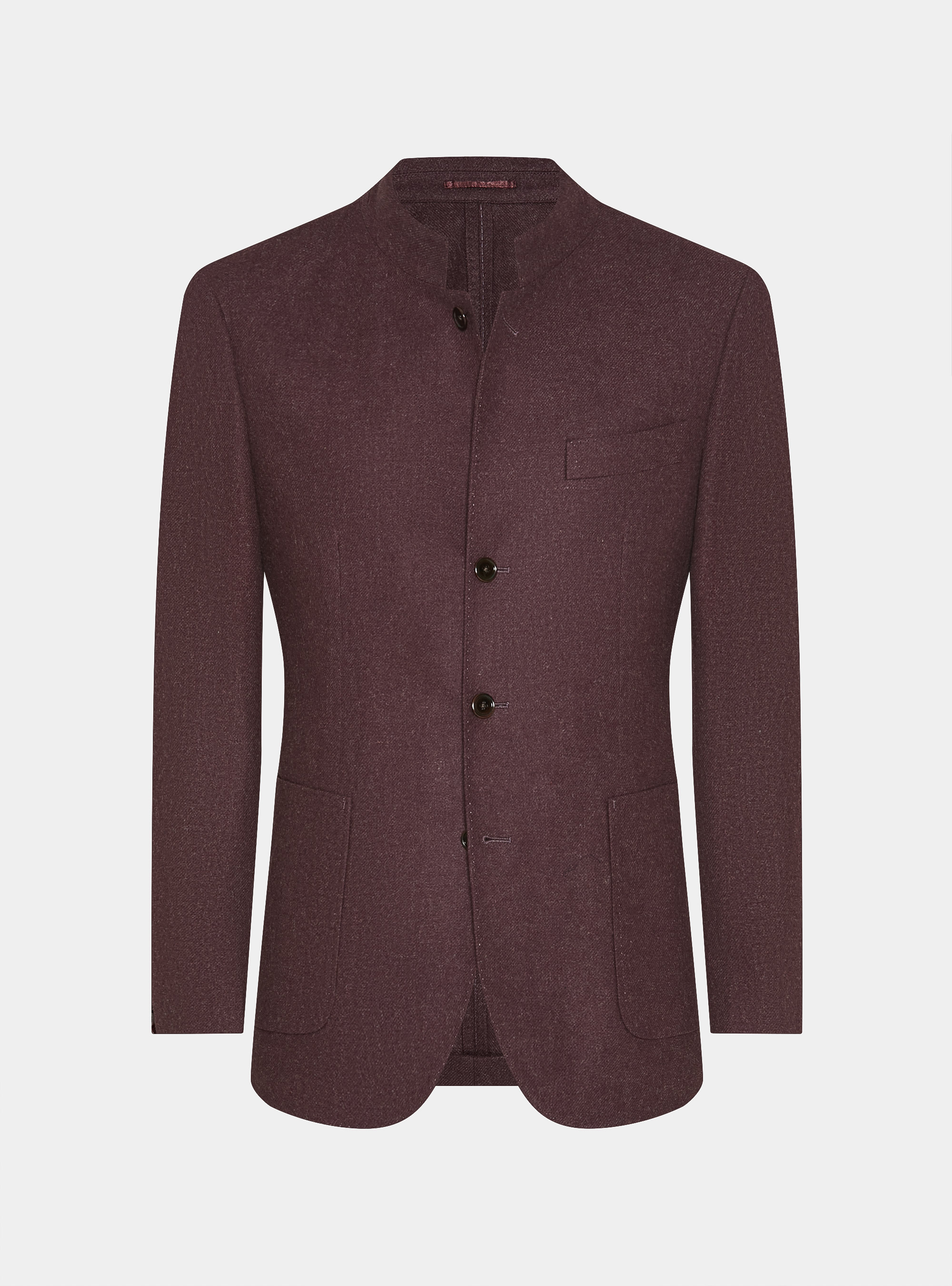 Giacca coreana in flanella di lana, BORDEAUX