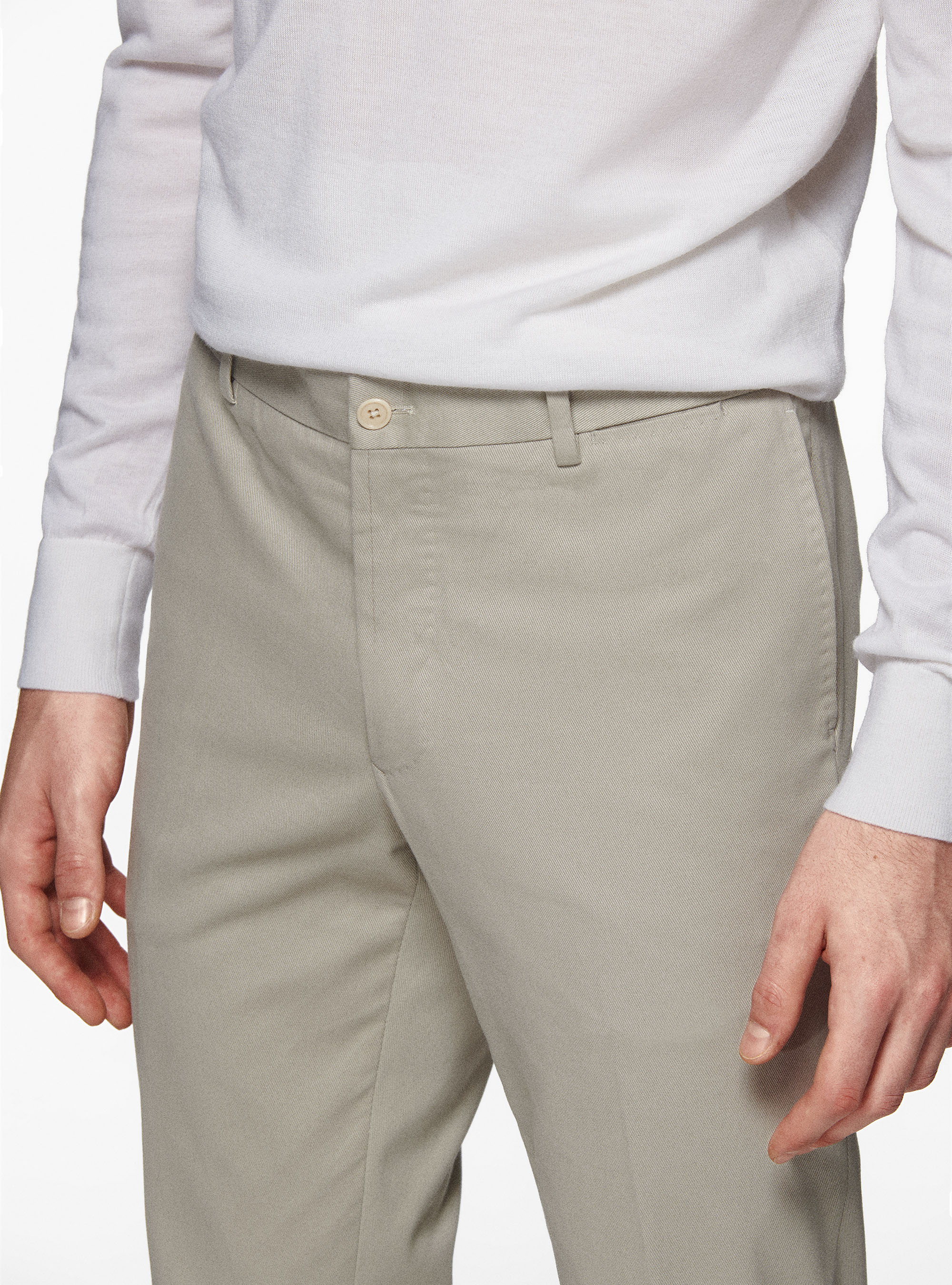 Pantaloni in cotone smerigliato, ECRU