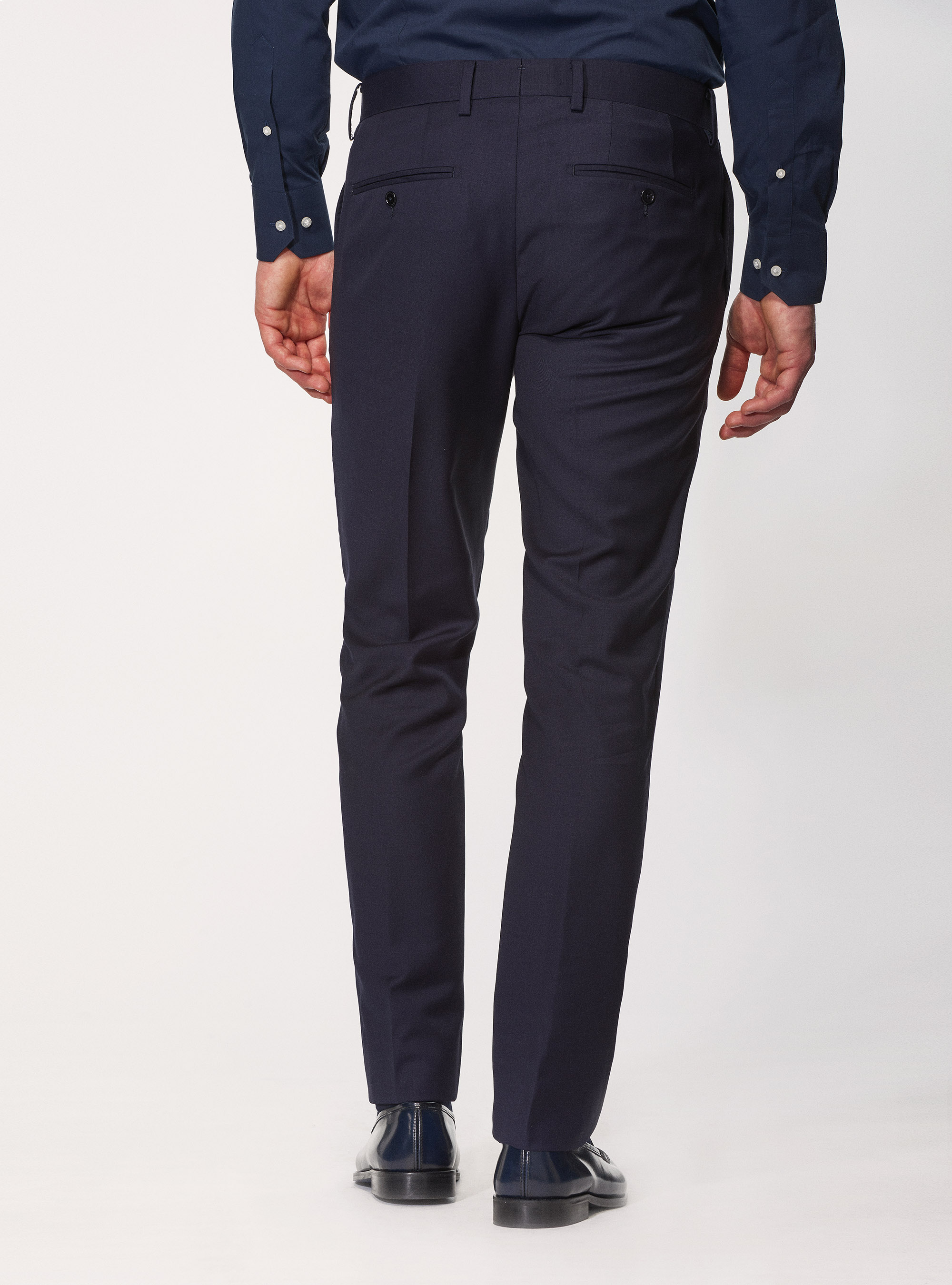 Pantaloni per abito in pura lana superfine 120's, BLU NAVY