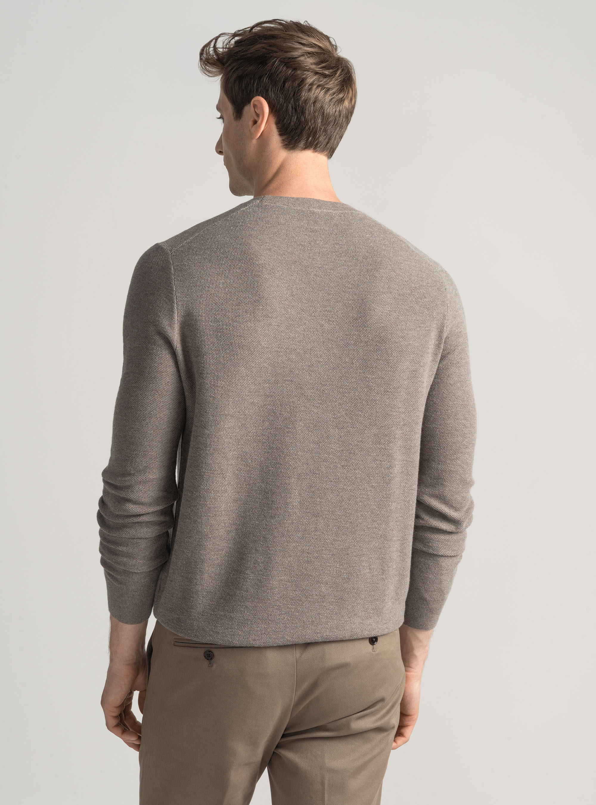 Trikot mit Rundhalsausschnitt aus Baumwolle und Kaschmir mit Wabenmuster, FANGO 0569C