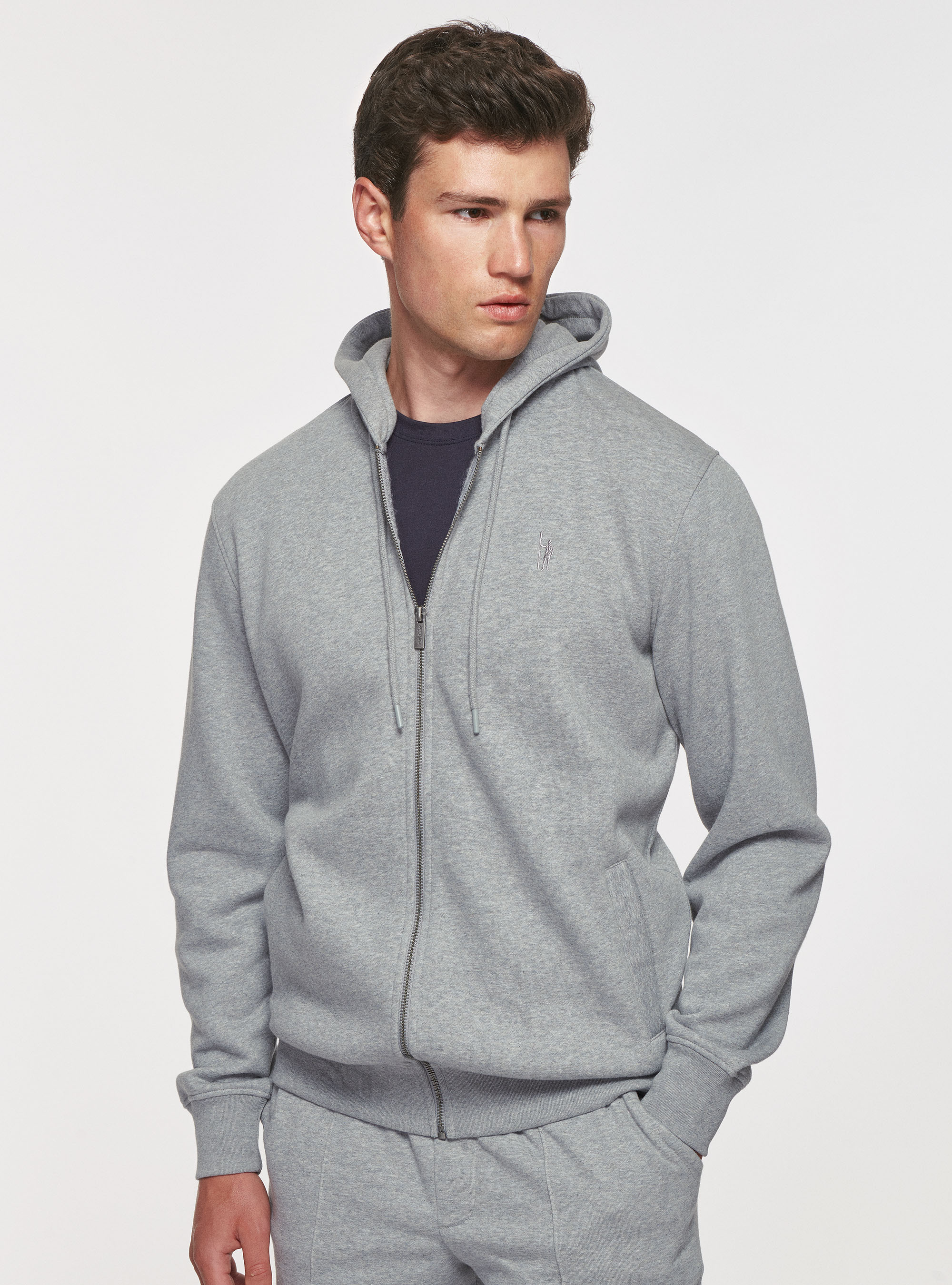 Sudaderas Hombre, Sudadera Algodón Cuello Redondo Light Grey Marl