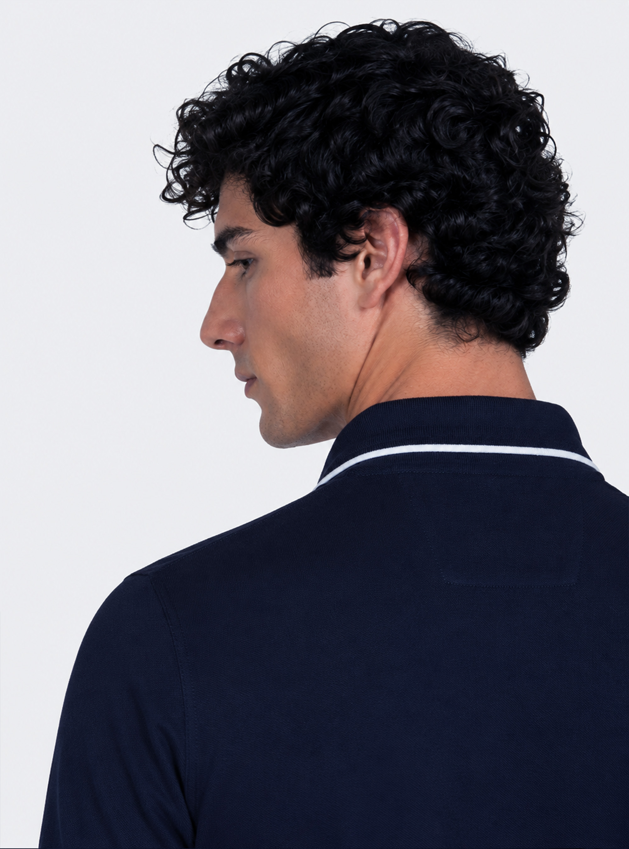 Polo GT01 senza bottoni in piquet stretch, BLU NAVY